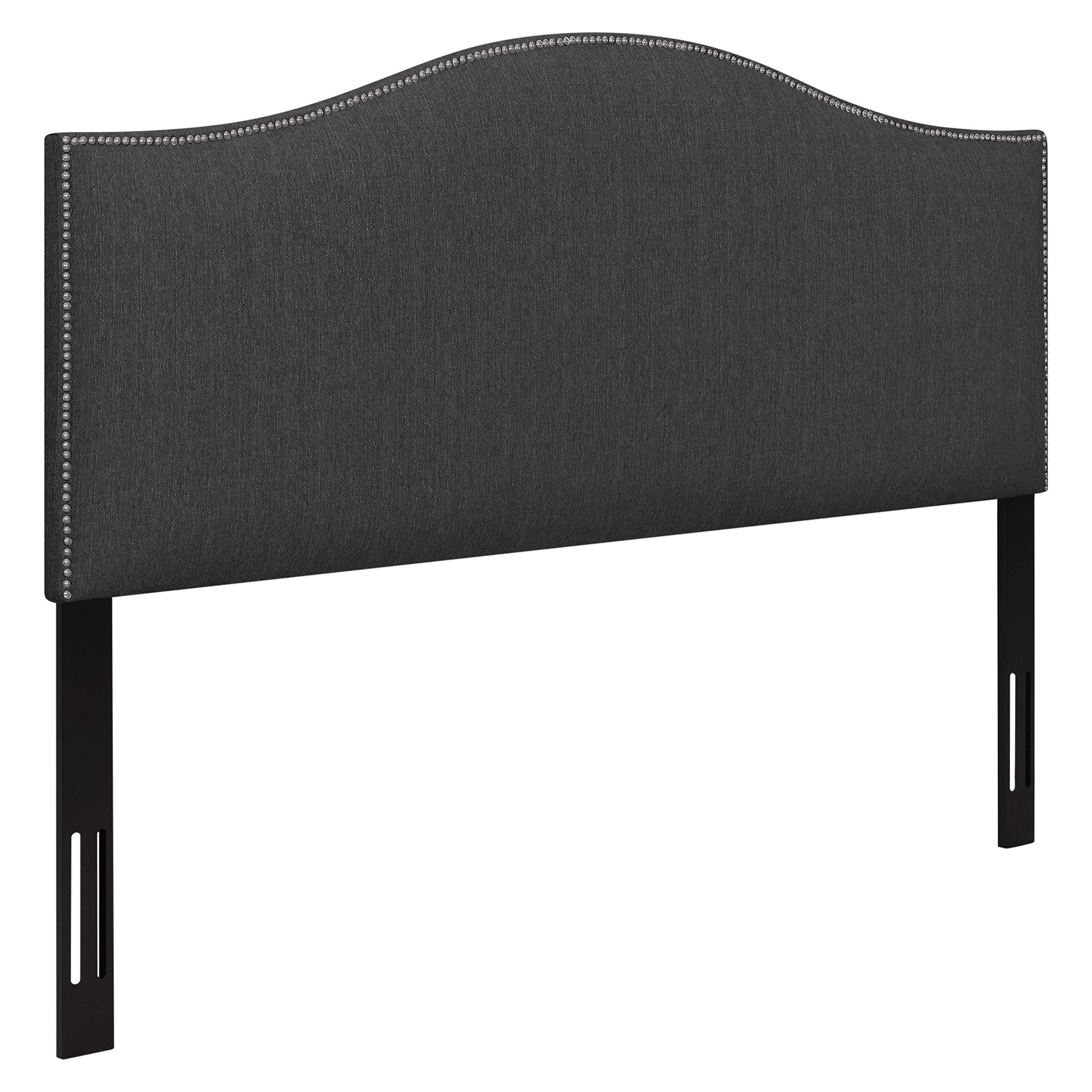 Amazon Brand – Ravenna Home Upholstered Headboard with Nailhead Trim, King, 77.8"W, Charcoal Grey