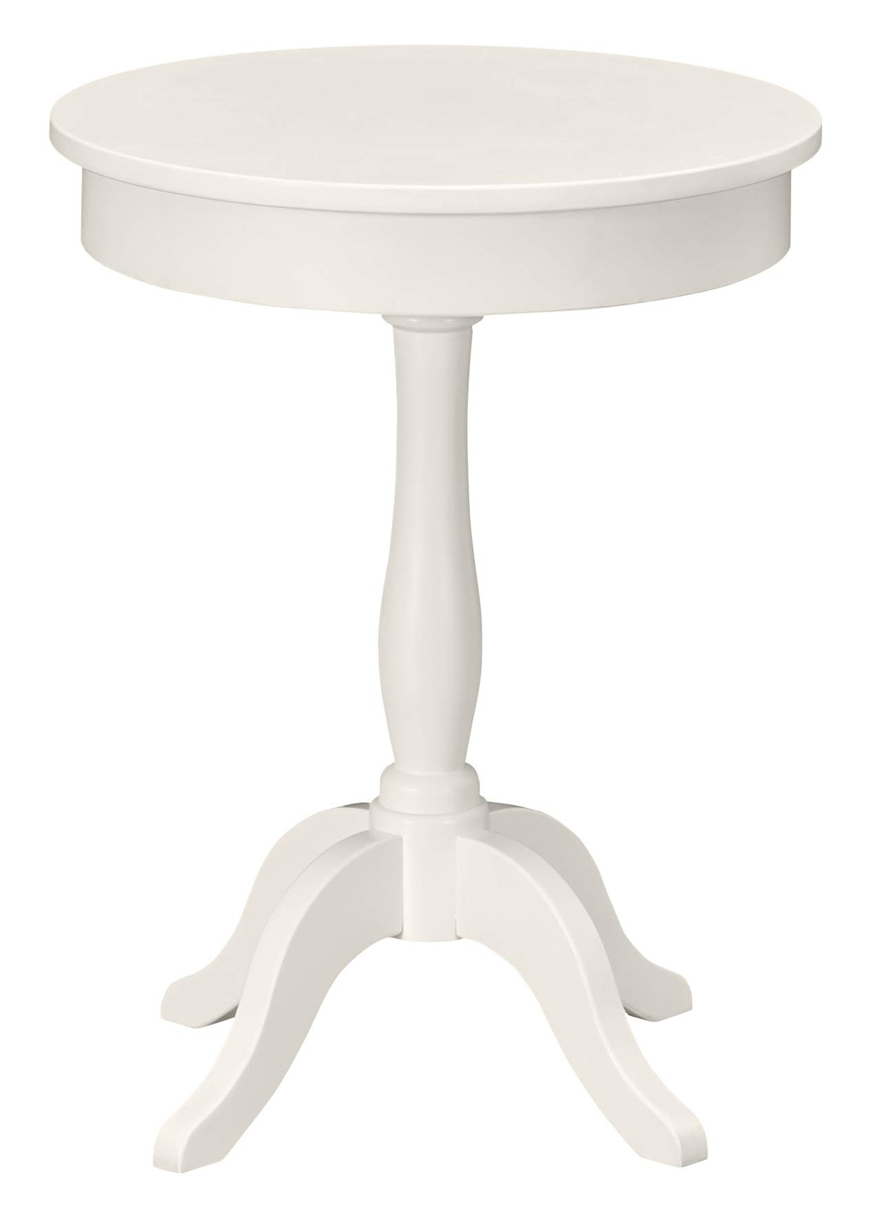 Amazon Brand – Ravenna Home Morley Classic Round Pedestal Accent Side End Table Nightstand, 20"W, White