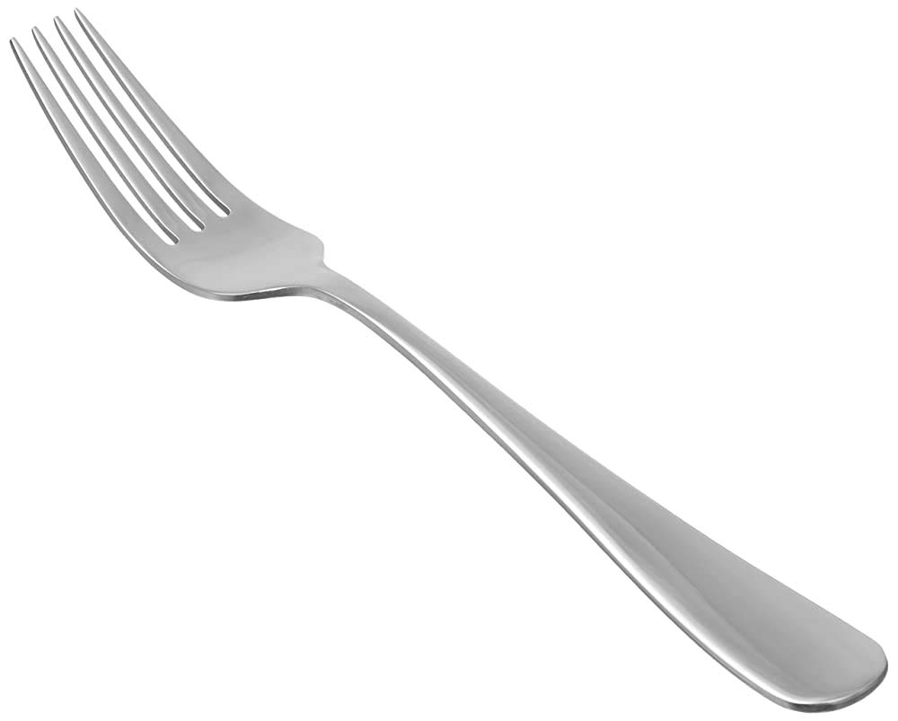 (Renewed) AmazonBasics Stainless Steel Dinner Forks with Round Edge, Set of 12
