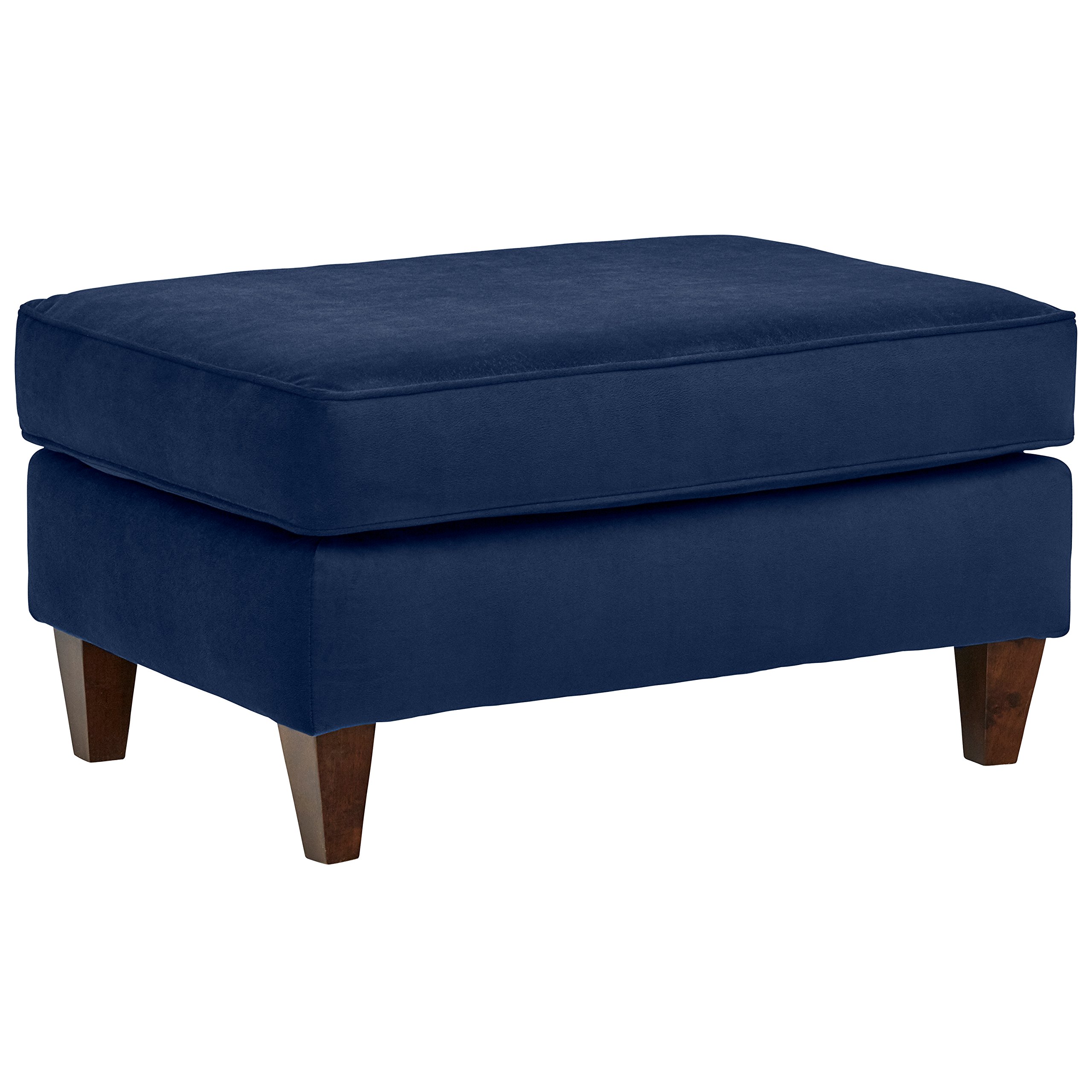 Amazon Brand – Stone & Beam Leila Velvet Ottoman, 34"W, Blue
