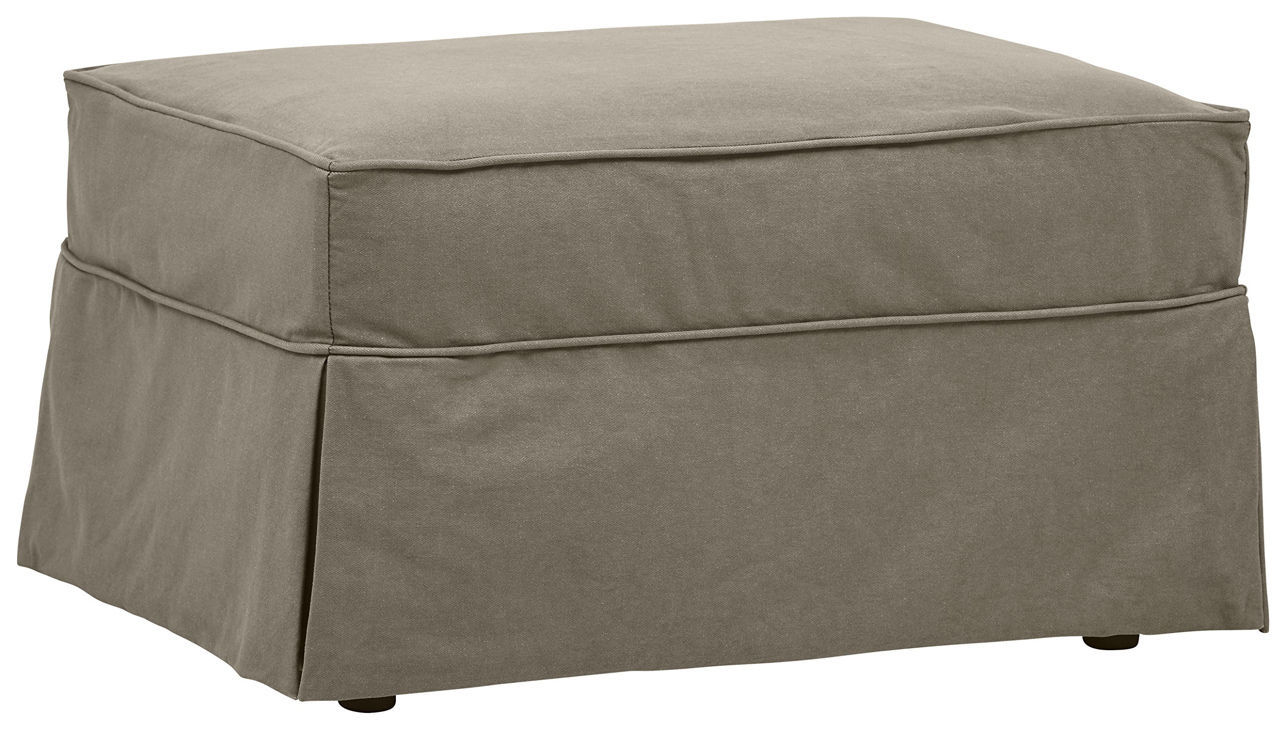 Amazon Brand – Stone & Beam Carrigan Ottoman with Slipcover, 33"W, Grey Taupe