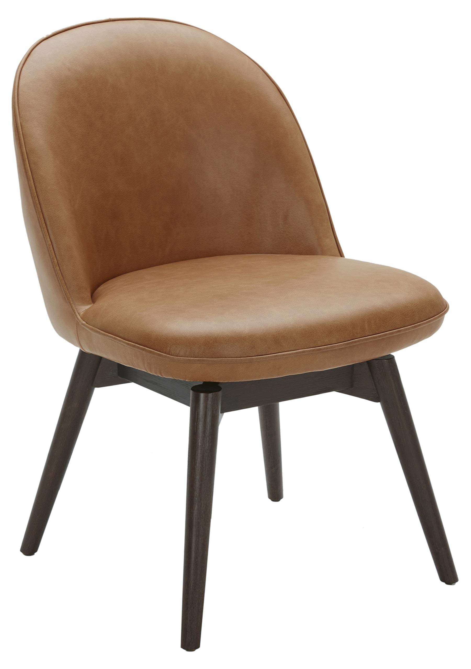 Amazon Brand – Rivet Contemporary Leather Dining Chair with Swivel Seat, 33"H, Cognac