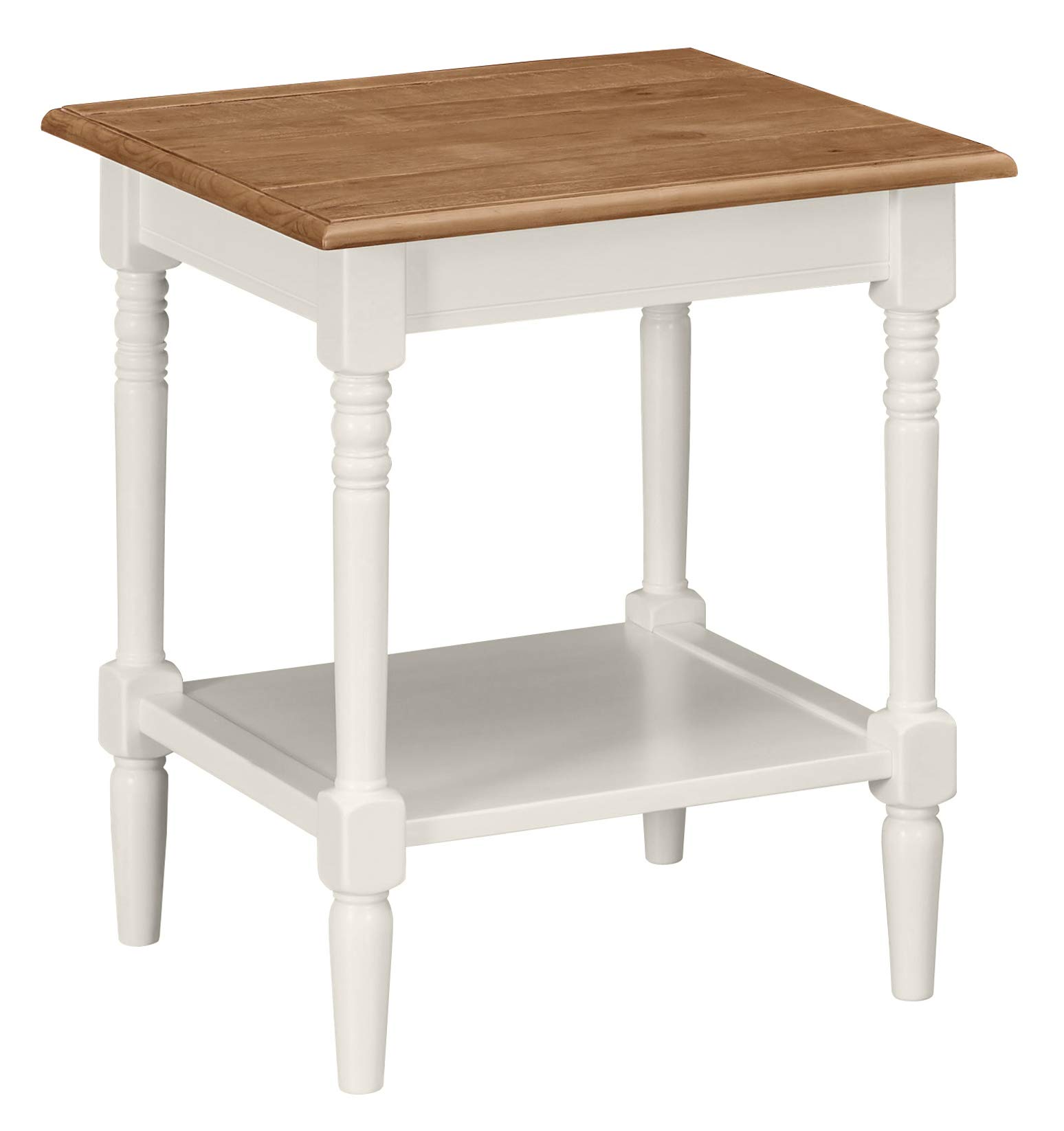 Amazon Brand – Ravenna Home Amber Farmhouse Shelf Storage Side End Table, 20"W, Natural and White