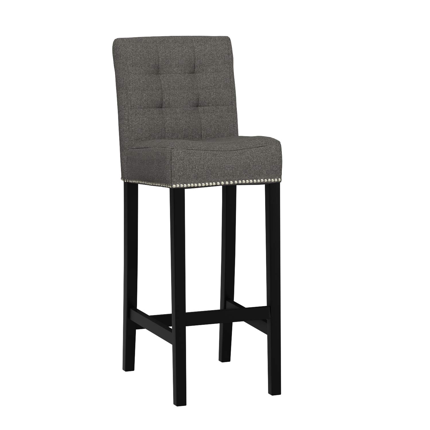 Amazon Brand – Ravenna Home Scott Tufted Back Bar Stool, 41.5"H, Zinc