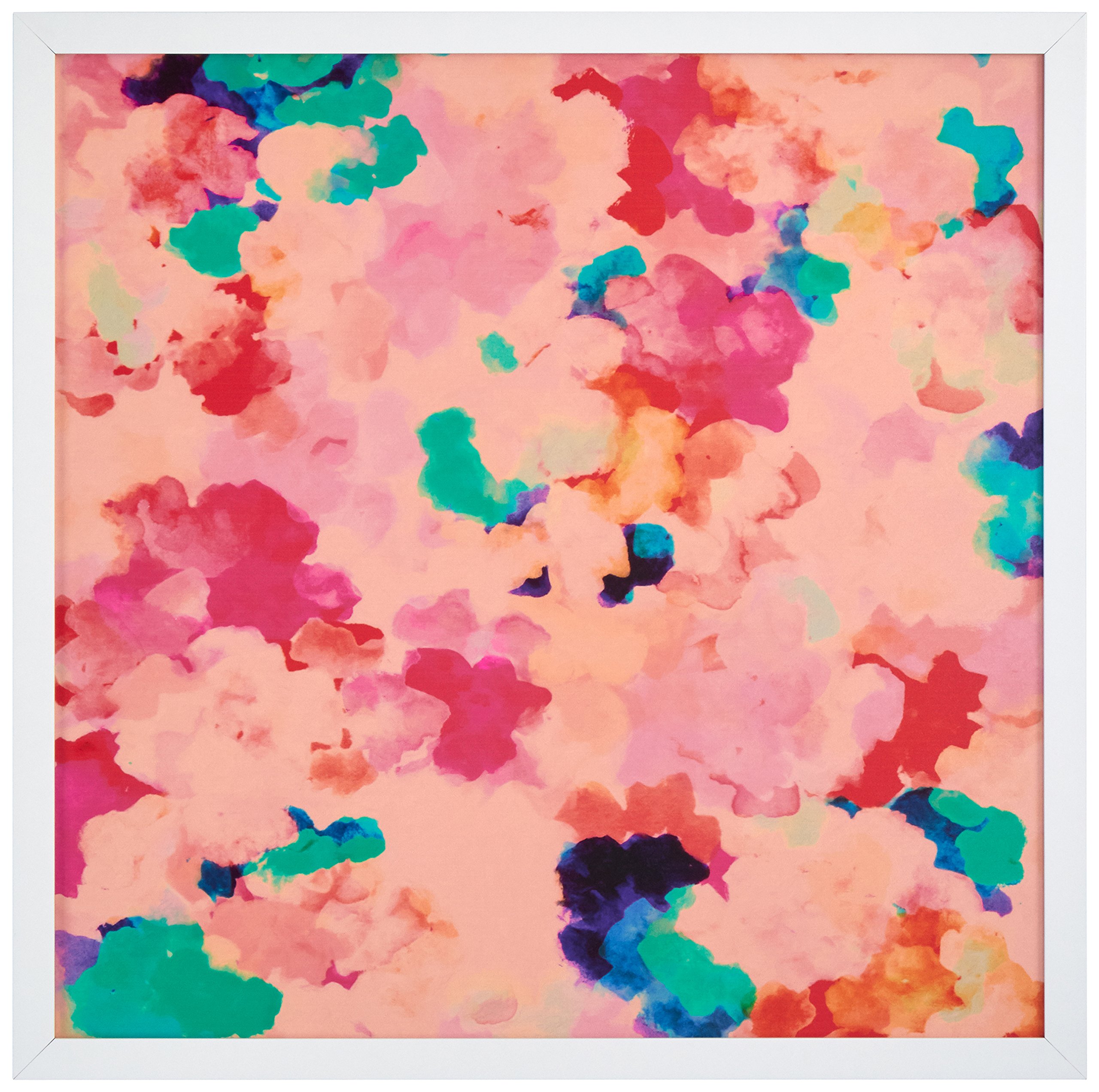 Amazon Brand – Rivet Spring Pink Floral Print in a White Wood Frame Wall Art, 12" x 12"