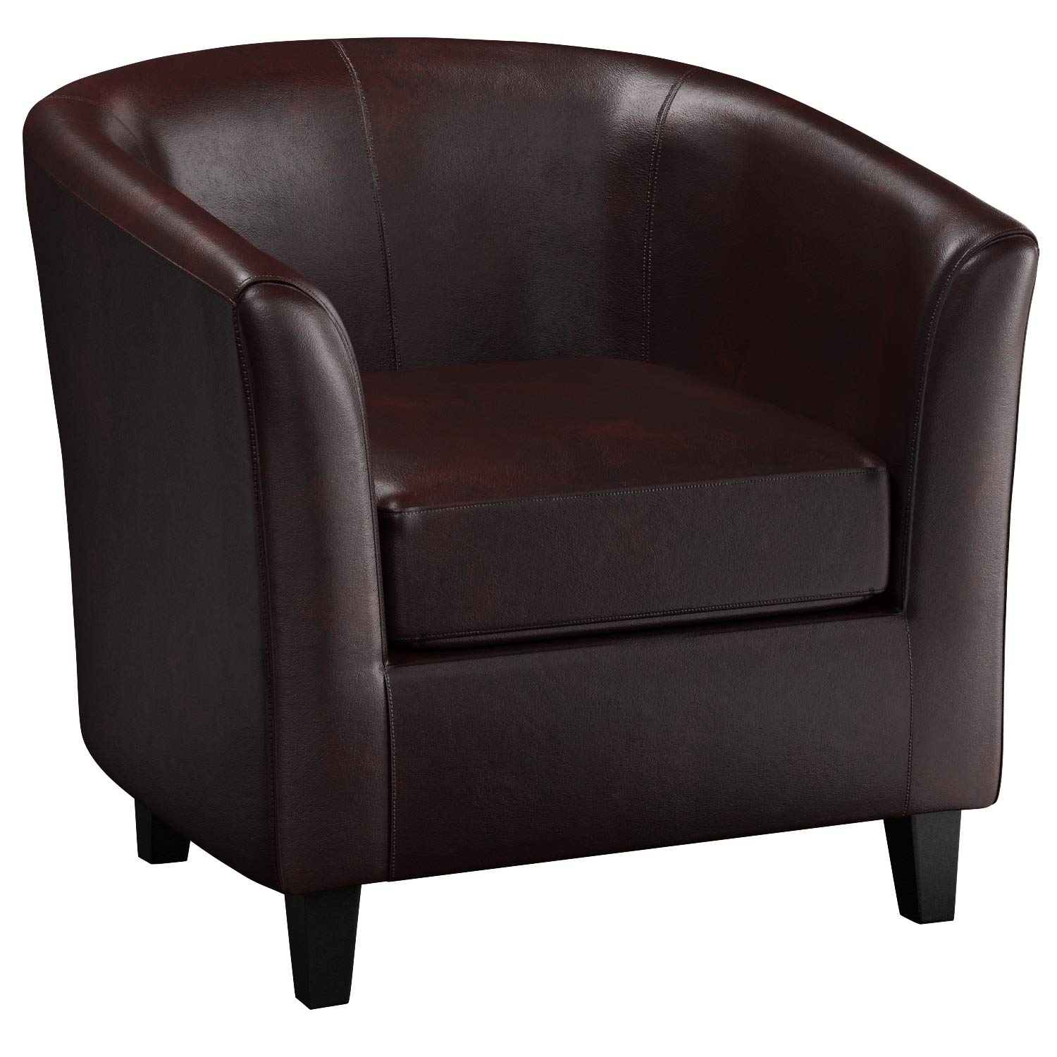 Amazon Brand – Ravenna Home Sherman Curved Faux Leather Accent Chair, 30.5"W, Brown