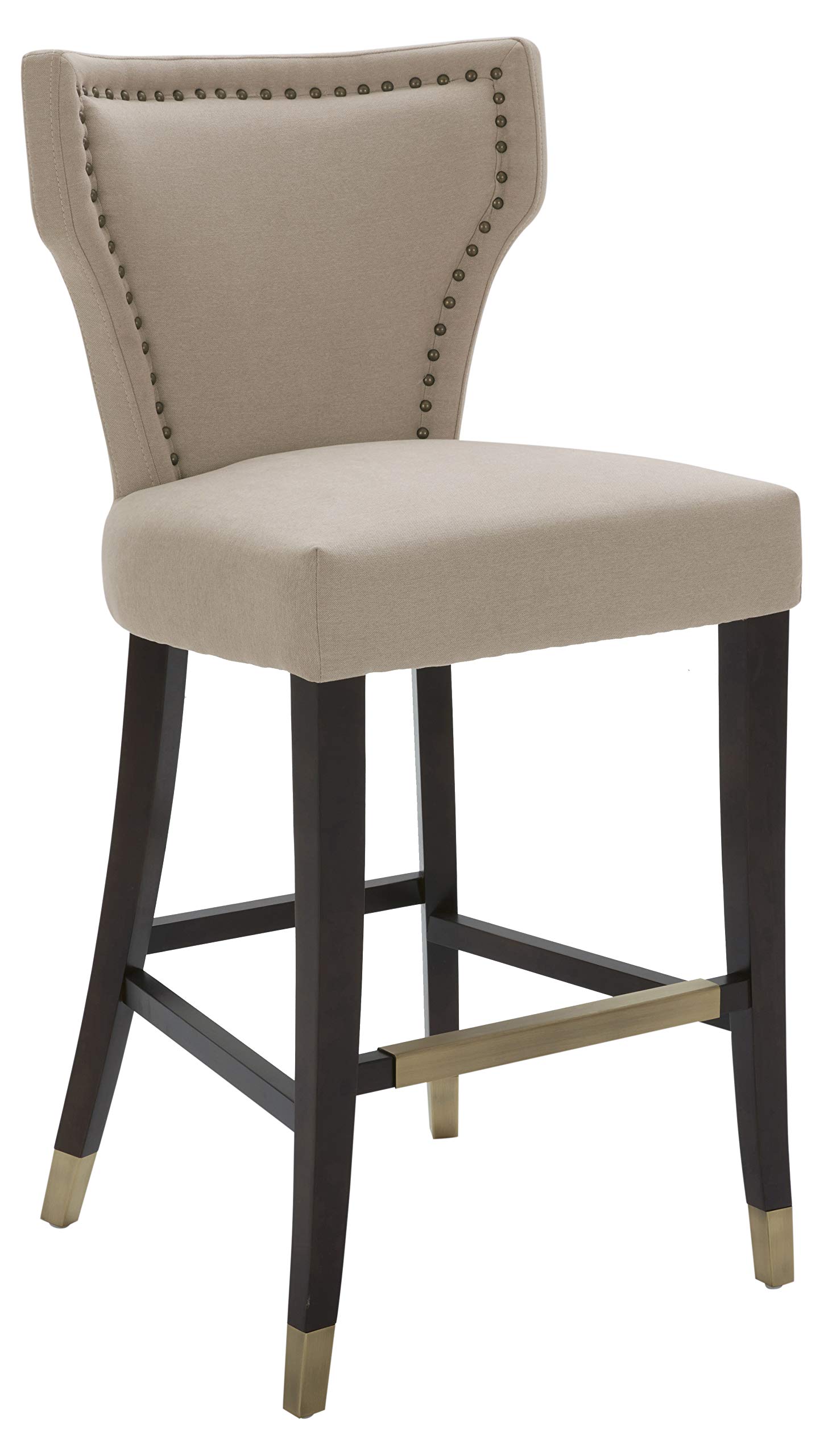 Amazon Brand – Stone & Beam Barstool with Brass Nailhead Trim, 43"H, Beige