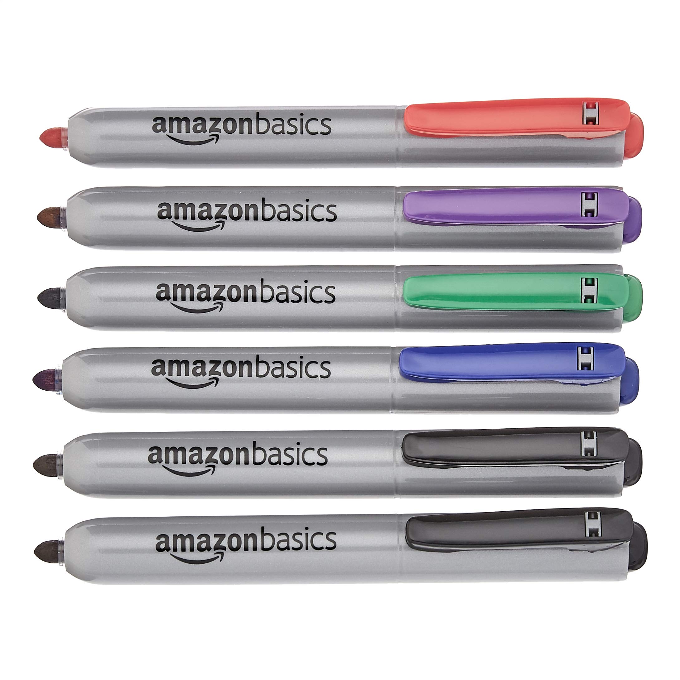 AmazonBasics Jumbo Retractable Permanent Markers - Assorted Colors, 6 Count