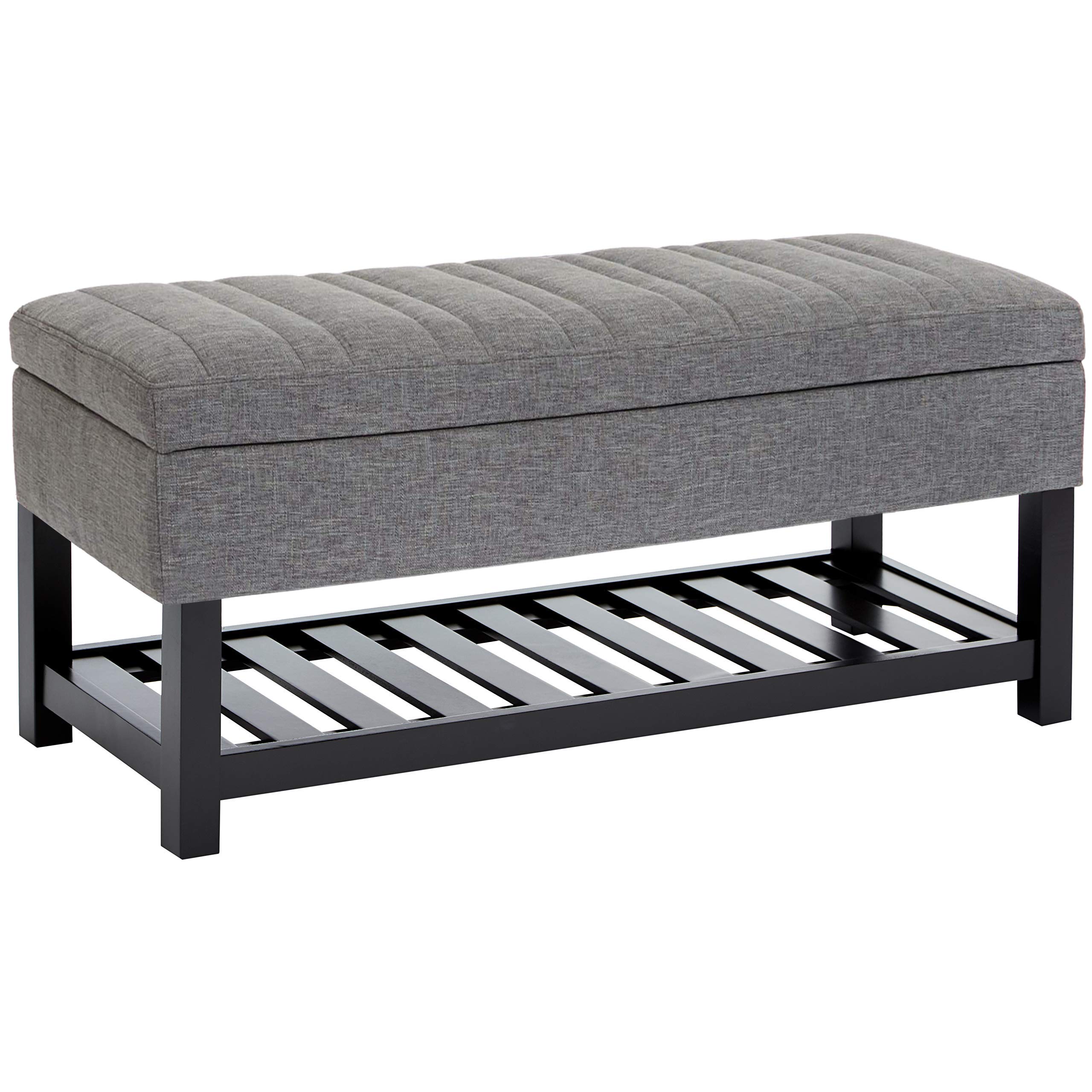 Red Hook Tedera Wood and Upholstered Storage Ottoman Bench - Graphite Grey