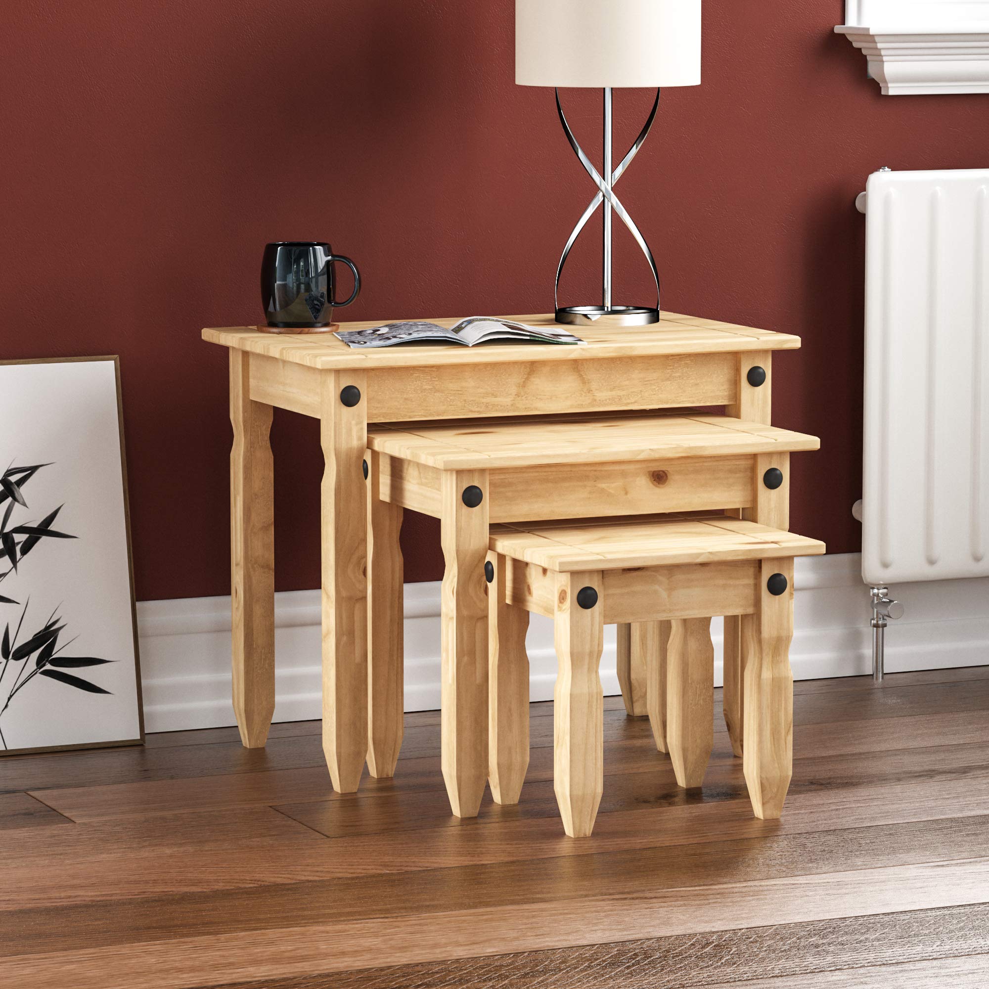 Movian Amazon Brand Corona Nest Of Tables, Solid Pine Wood