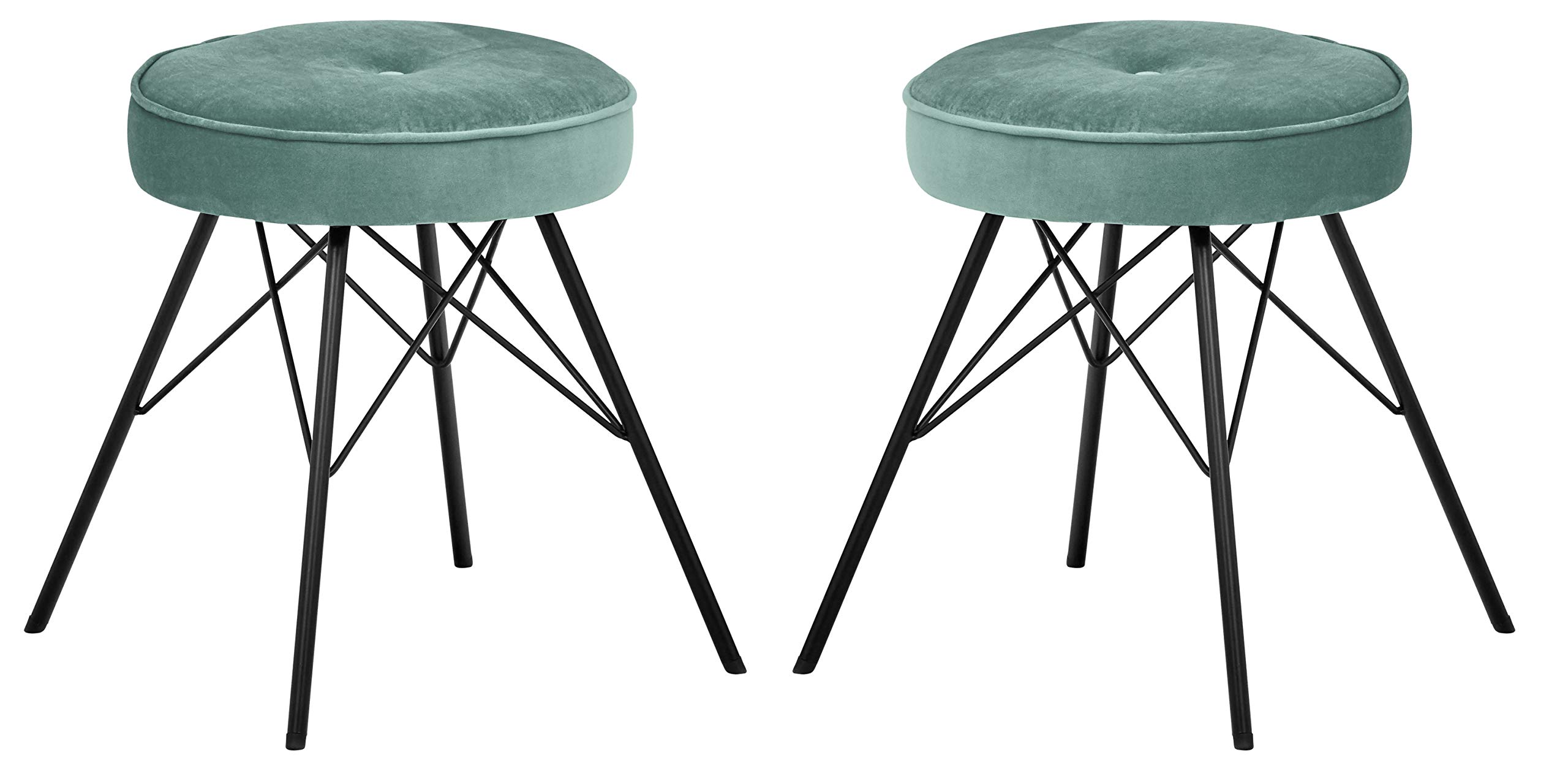 Rivet Stevie Mid-Century Modern Bar Stool, 30"H, Pack of 2, Blue