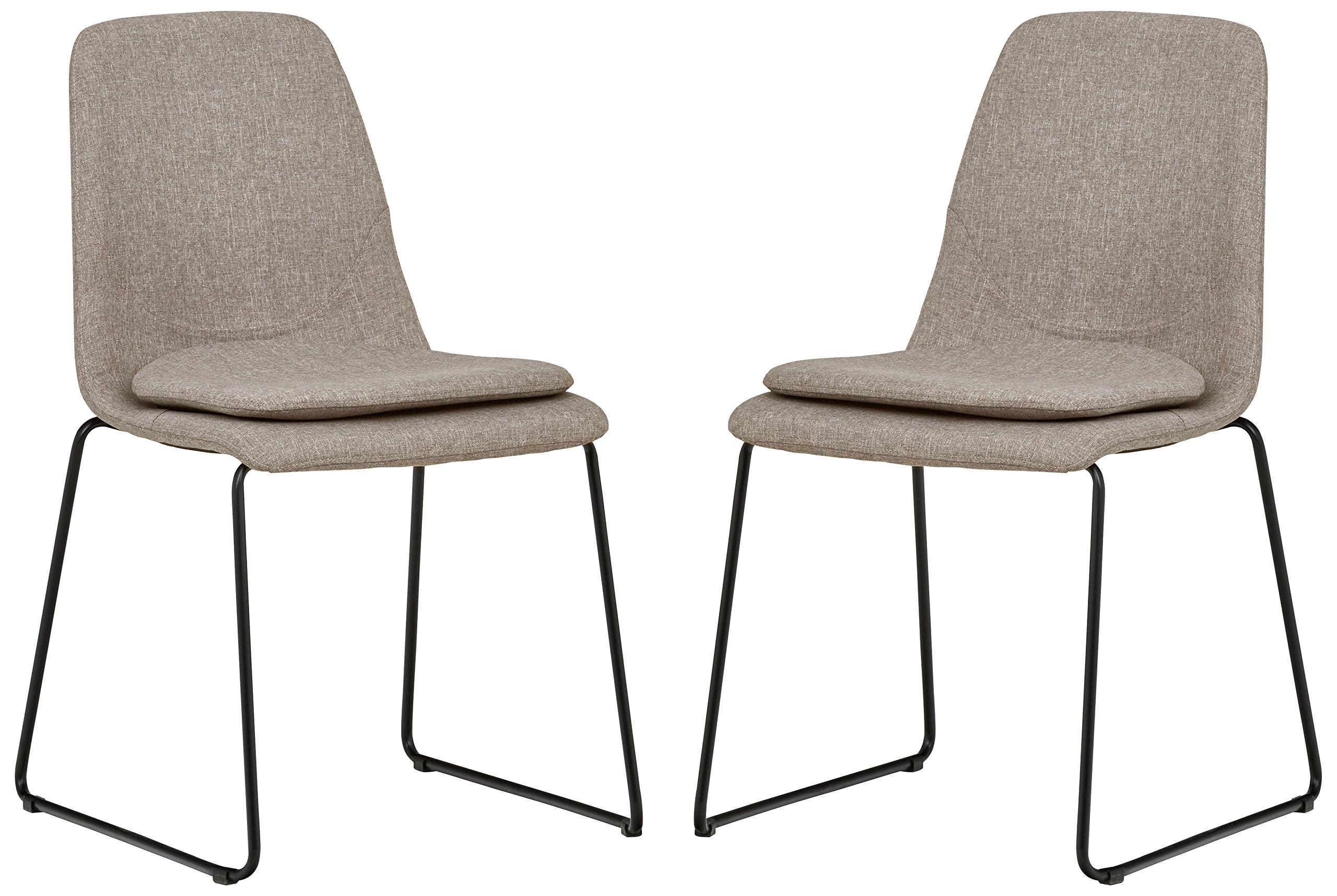 Amazon Brand – Rivet Brianna Mid-Century Modern Kitchen Dining Room Set of 2 Removable Cushion Chairs, 34.2 Inch Height, Grey