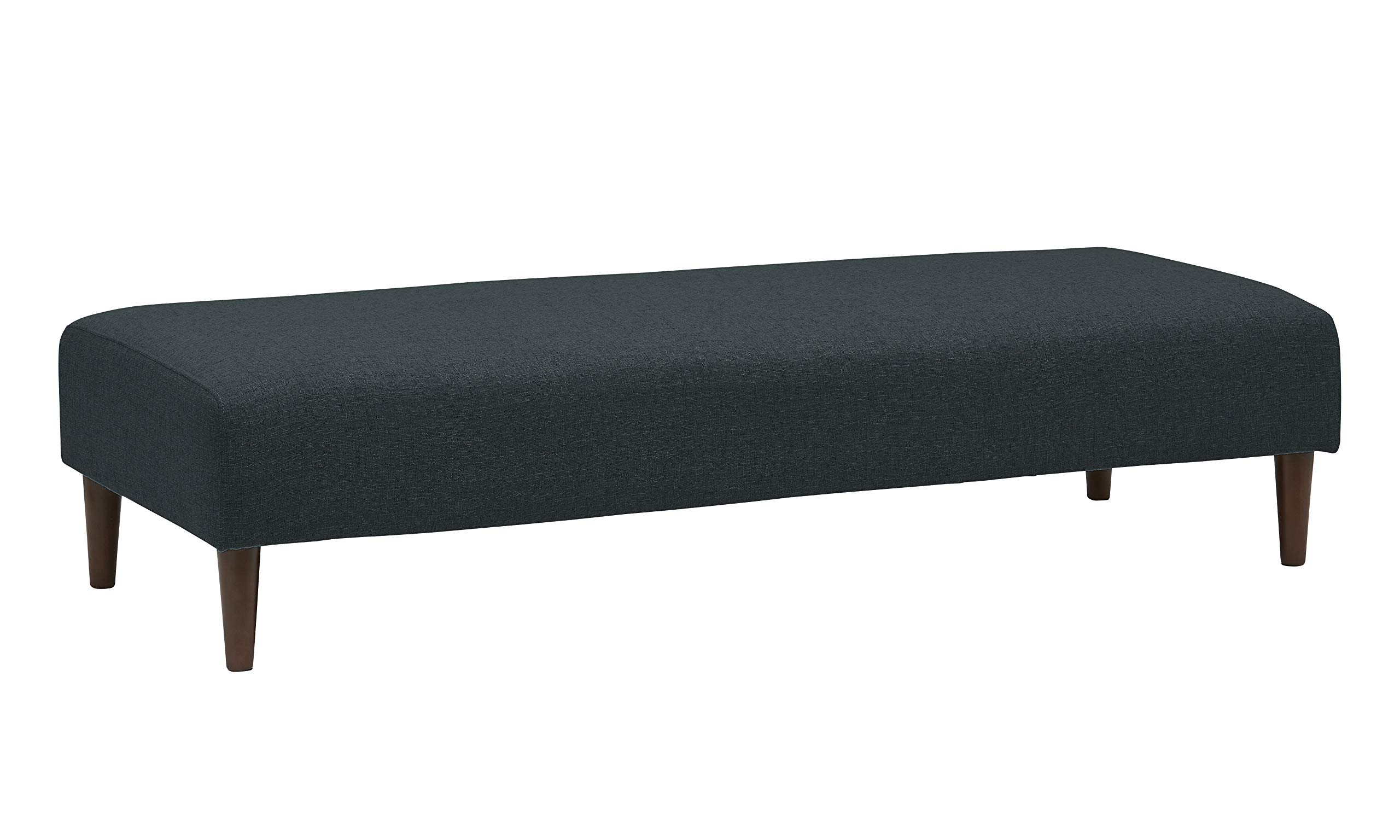Amazon Brand – Rivet Ava Mid-Century Modern Upholstered Ottoman, 63.4"W, Denim
