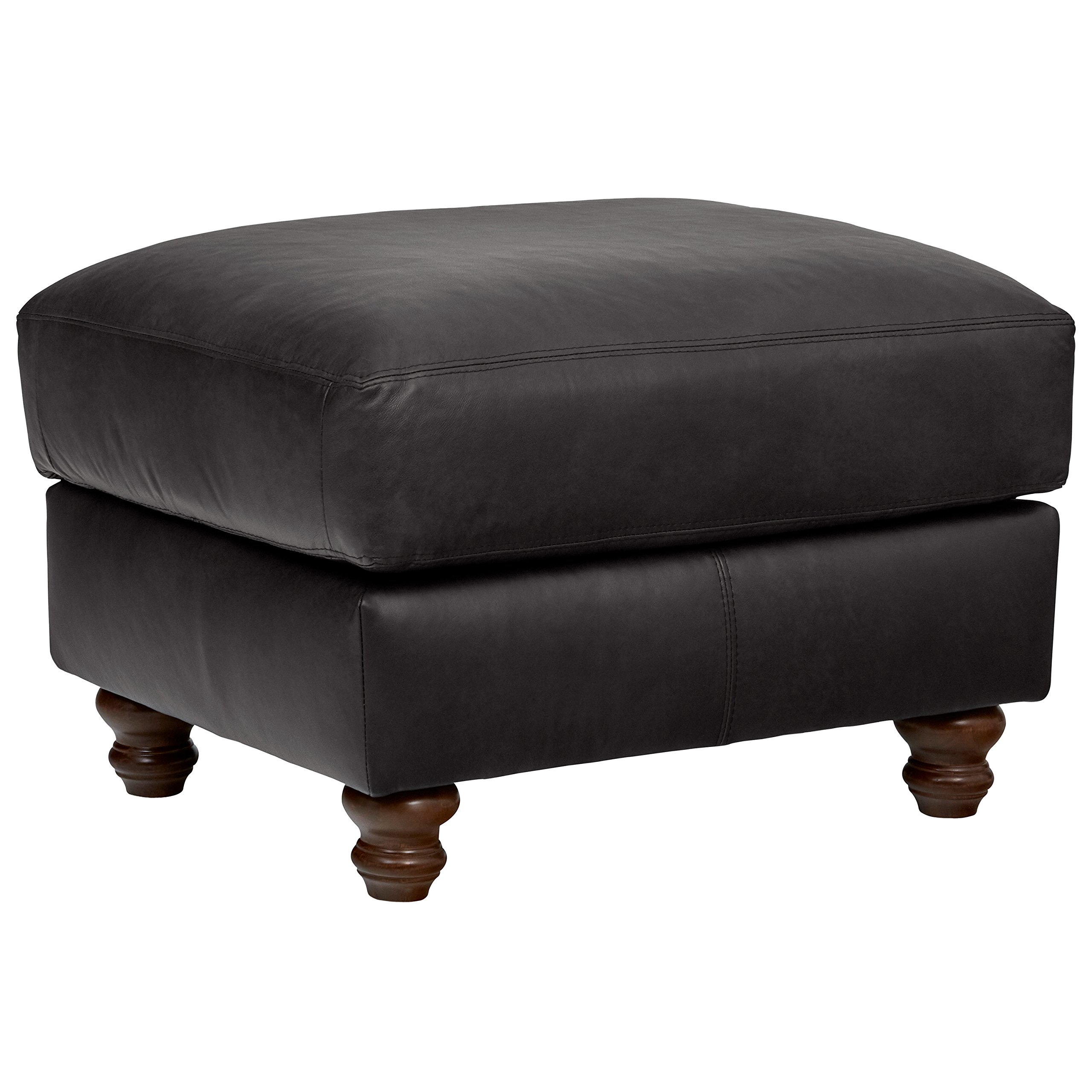 Amazon Brand – Stone & Beam Charles Classic Oversized Leather Ottoman, 31"W, Charcoal