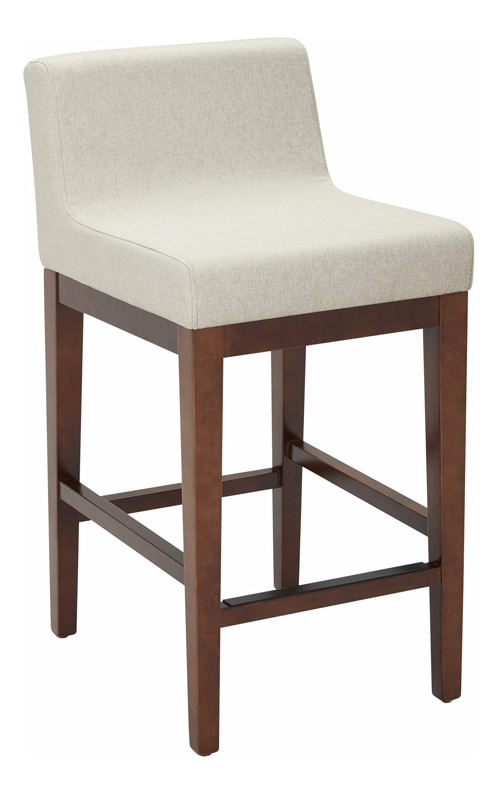 Amazon Brand – Rivet Mid-Century Modern Upholstered Low Back Kitchen Counter Height Stool, 37"H, Chalk