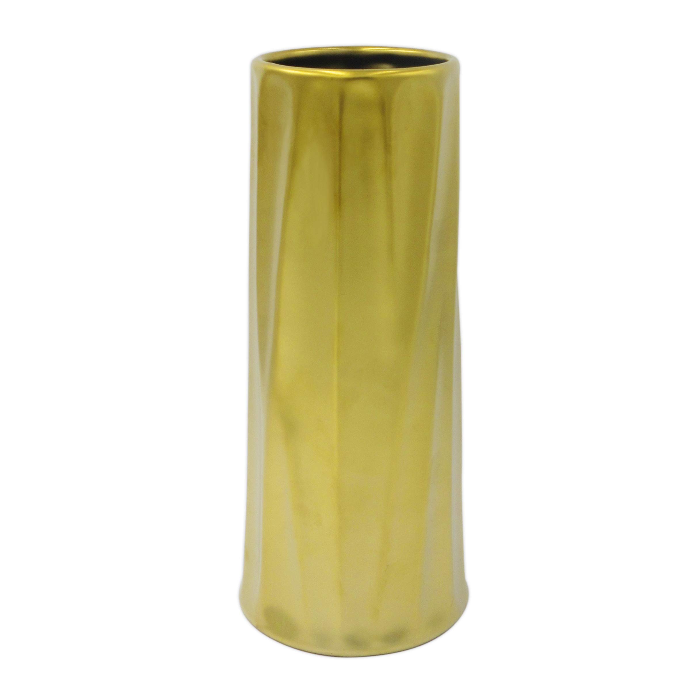 Amazon Brand – Rivet Mid-Century Metallic Stoneware Vase, 11.8"H, Gold