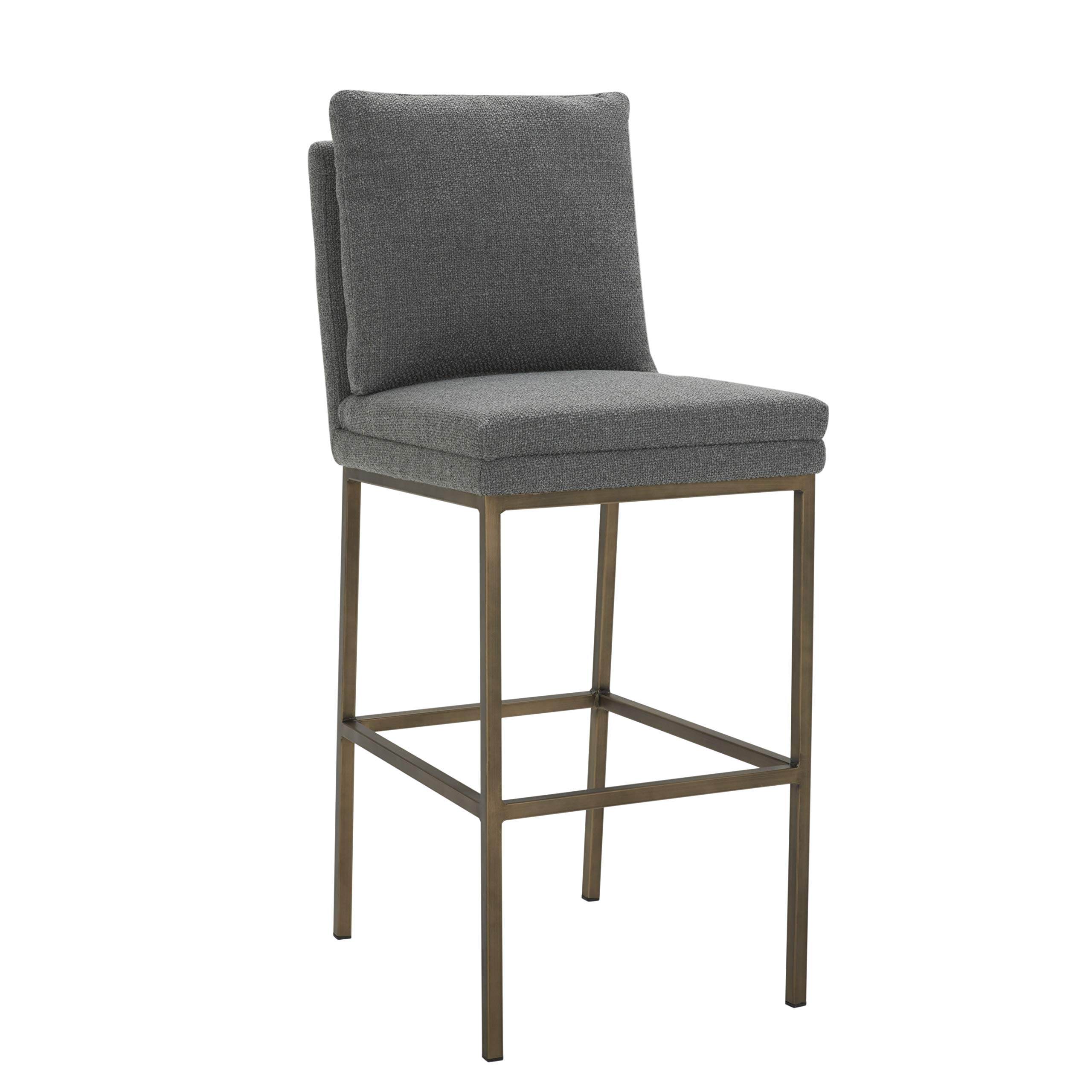 Amazon Brand – Rivet Lundberg Contemporary Upholstered Barstool with Brass Legs, 44.5"H, Flannel