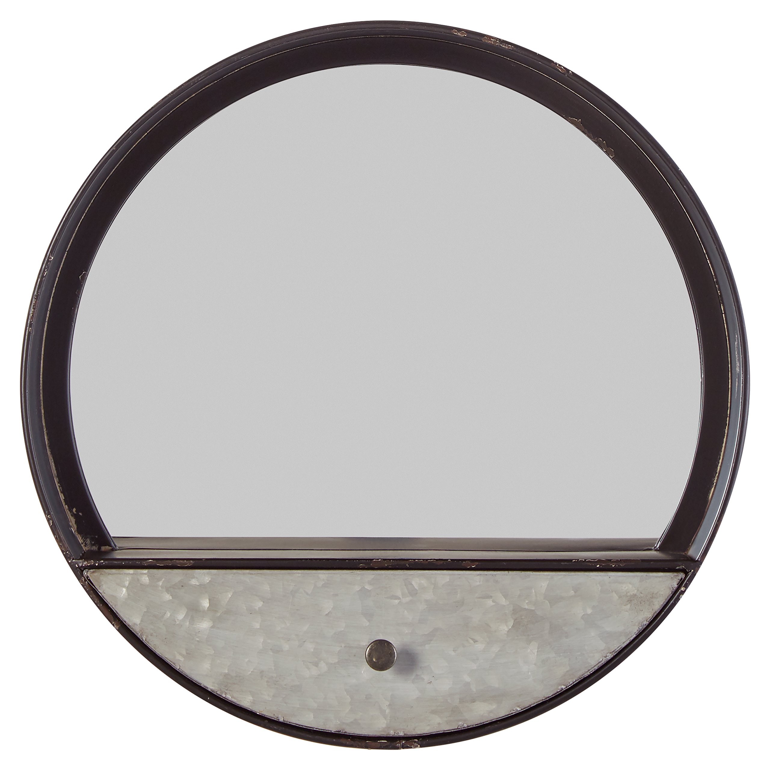 Amazon Brand – Stone & Beam Contemporary Metal Storage Mirror, 15.3"H, Black with Galvanized Finish
