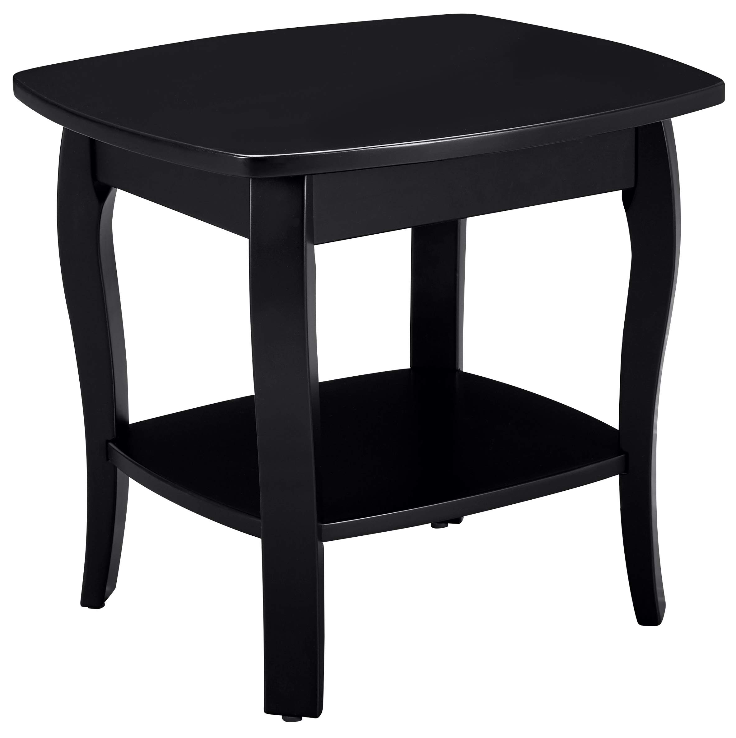 Amazon Brand – Ravenna Home Anne Marie Wood Curved Leg Shelf Storage Side End Table, 20"W, Black