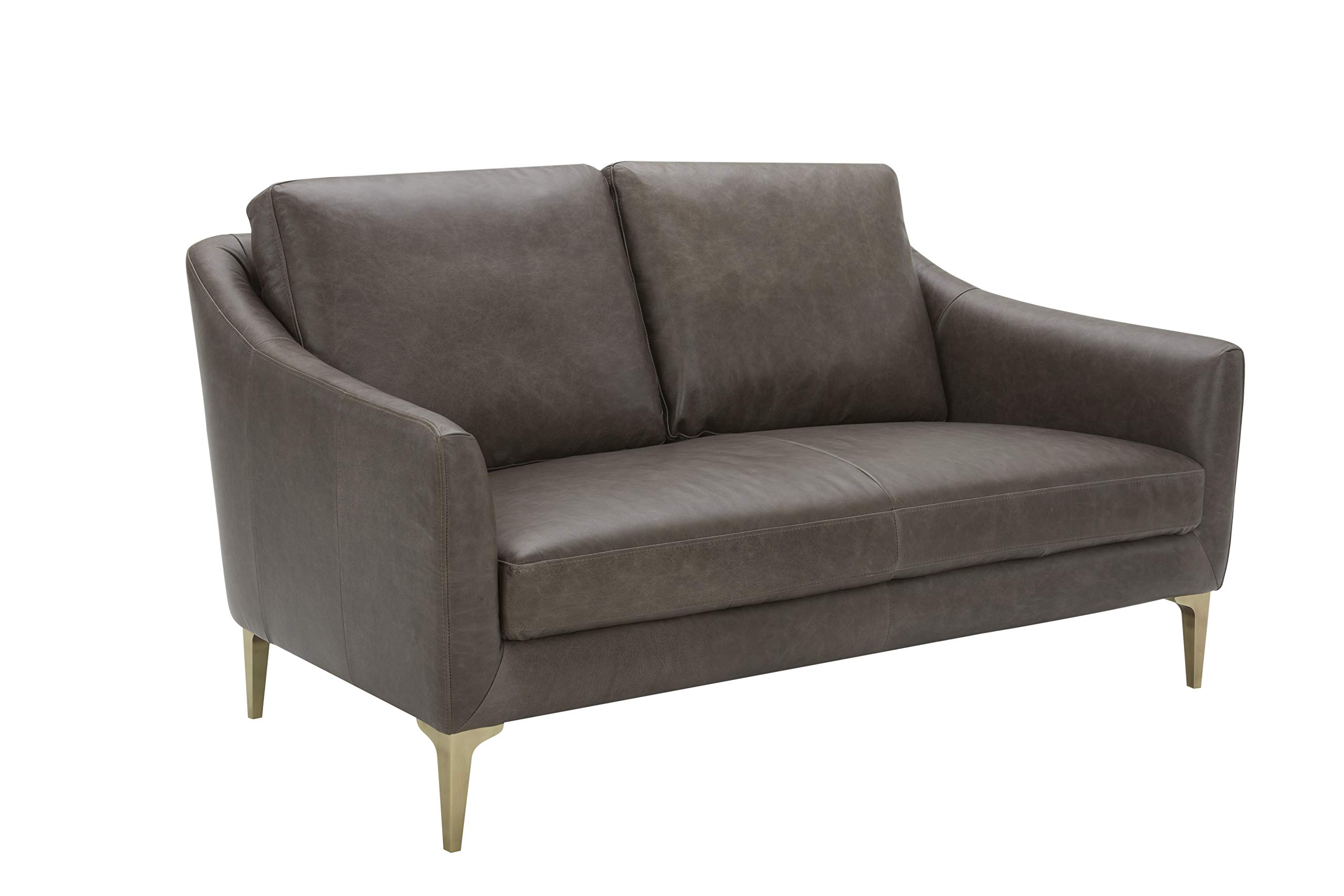 Amazon Brand – Rivet Alonzo Contemporary Leather Loveseat Sofa, 64"W, Grey