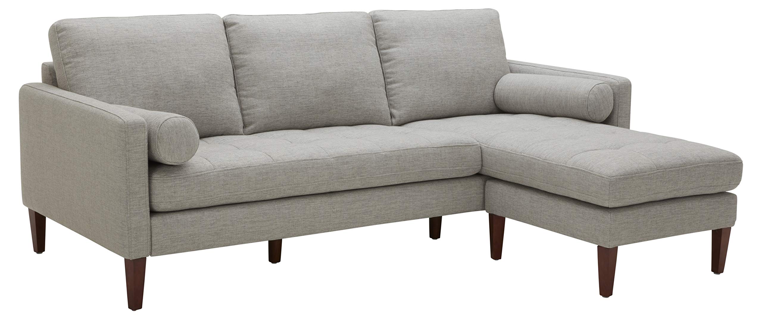 Amazon Brand – Rivet Aiden Mid-Century Sectional with Tapered Wood Legs, 86"W, Light Grey