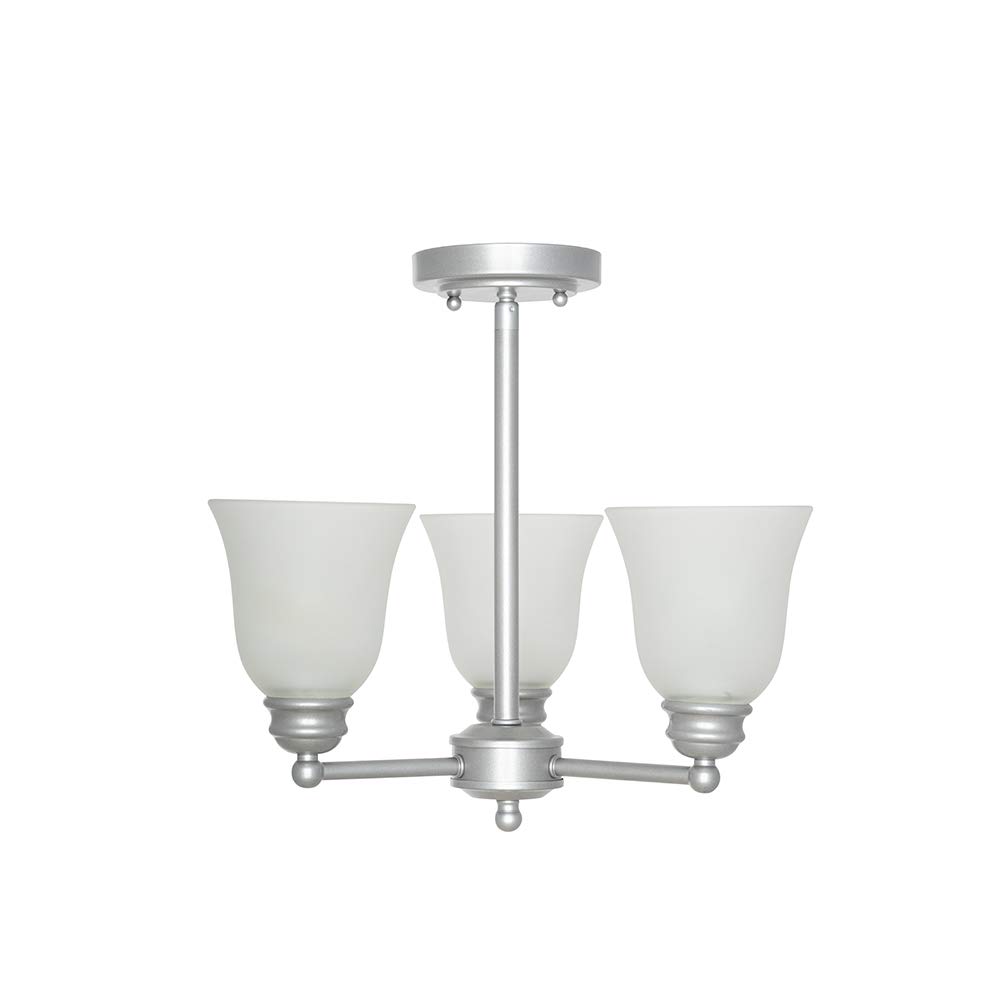 Amazon Brand – Ravenna Home Classic 3 Light Semi-flush Mount Chandelier, Bulbs Included, 14.5"H, Silver