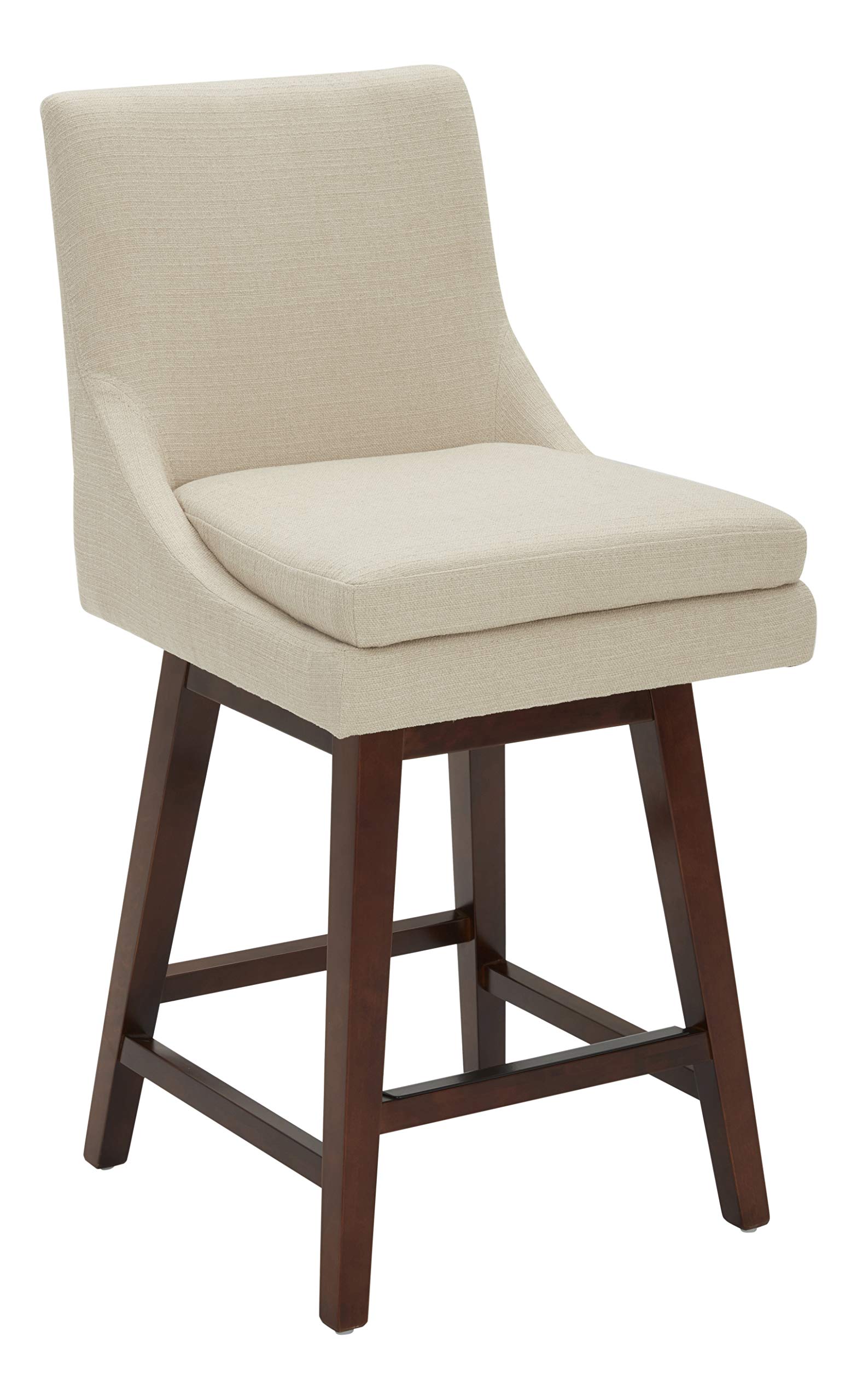 Amazon Brand – Stone & Beam Alaina Contemporary High-Back Swivel Seat Counter Stool, 39"H, Beige