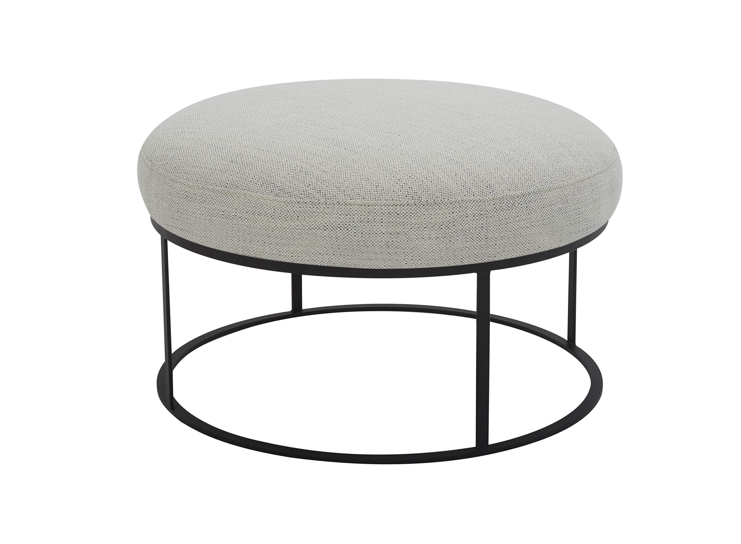 Amazon Brand – Rivet Revere Round Upholstered Iron-Framed Ottoman, 30.3"W, Ivory