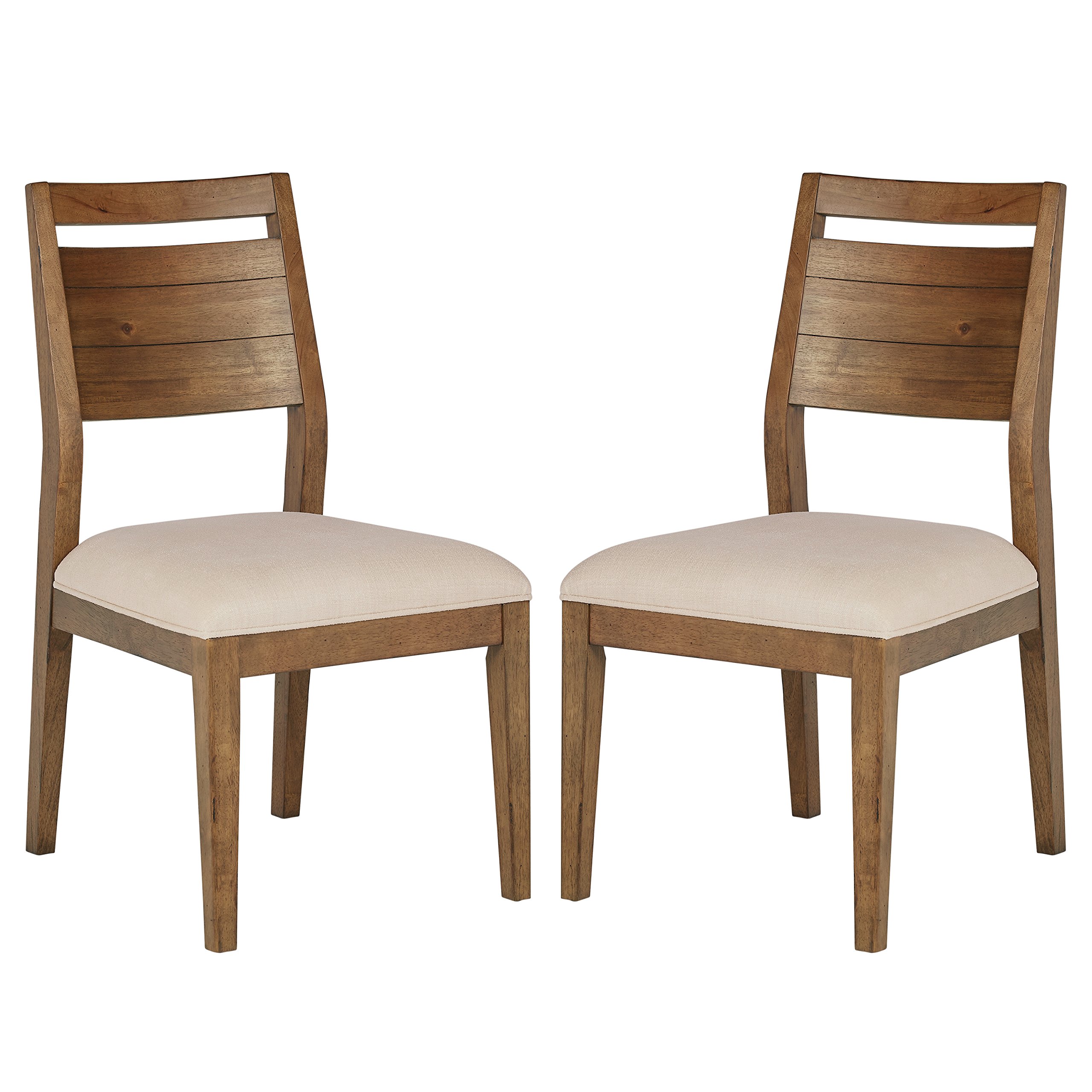 Stone & Beam Hughes Casual Wood Dining Room Kitchen Chairs, Beige, Set of 2