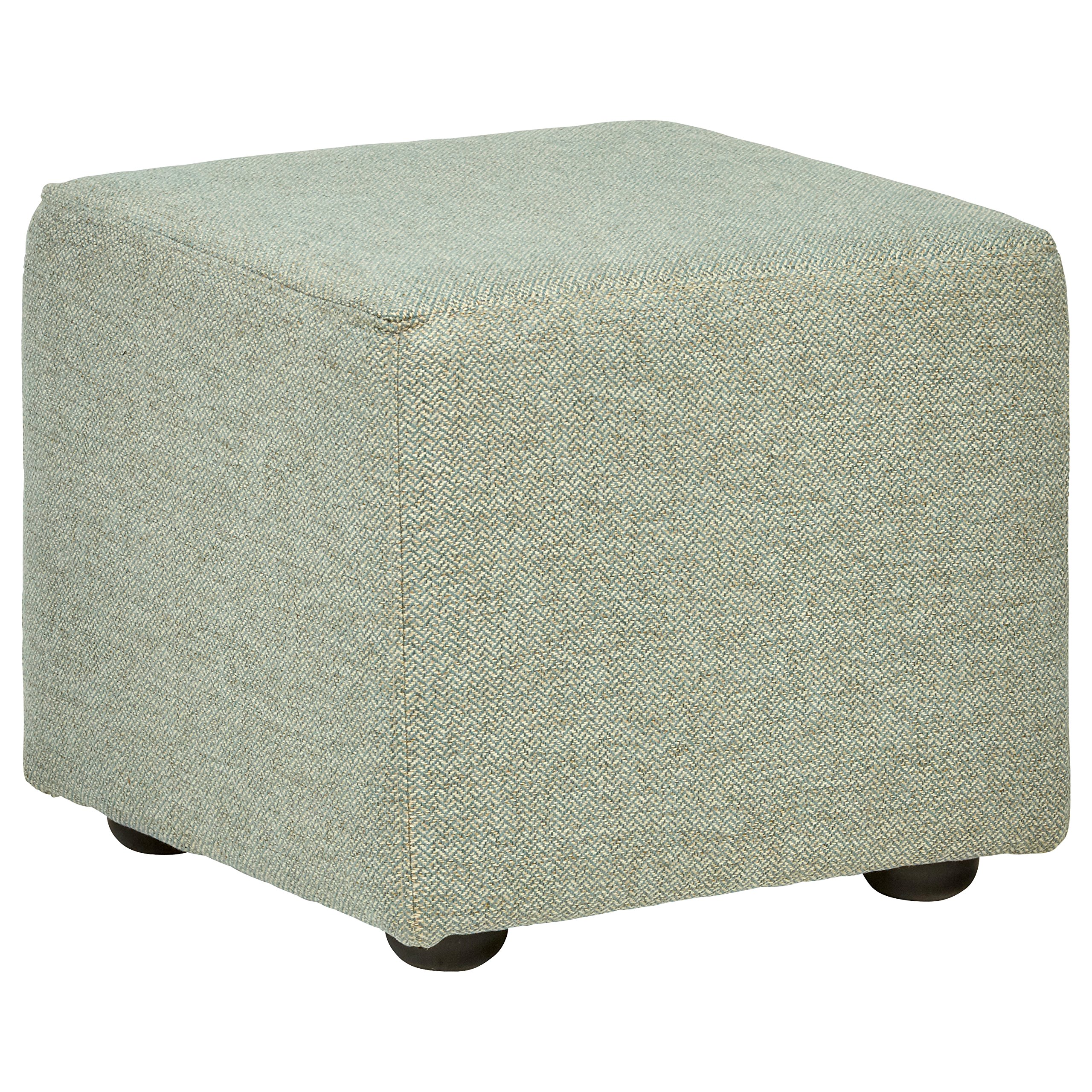 Amazon Brand – Rivet Modern Upholstered Cube Ottoman Pouf, 20"W, Rain