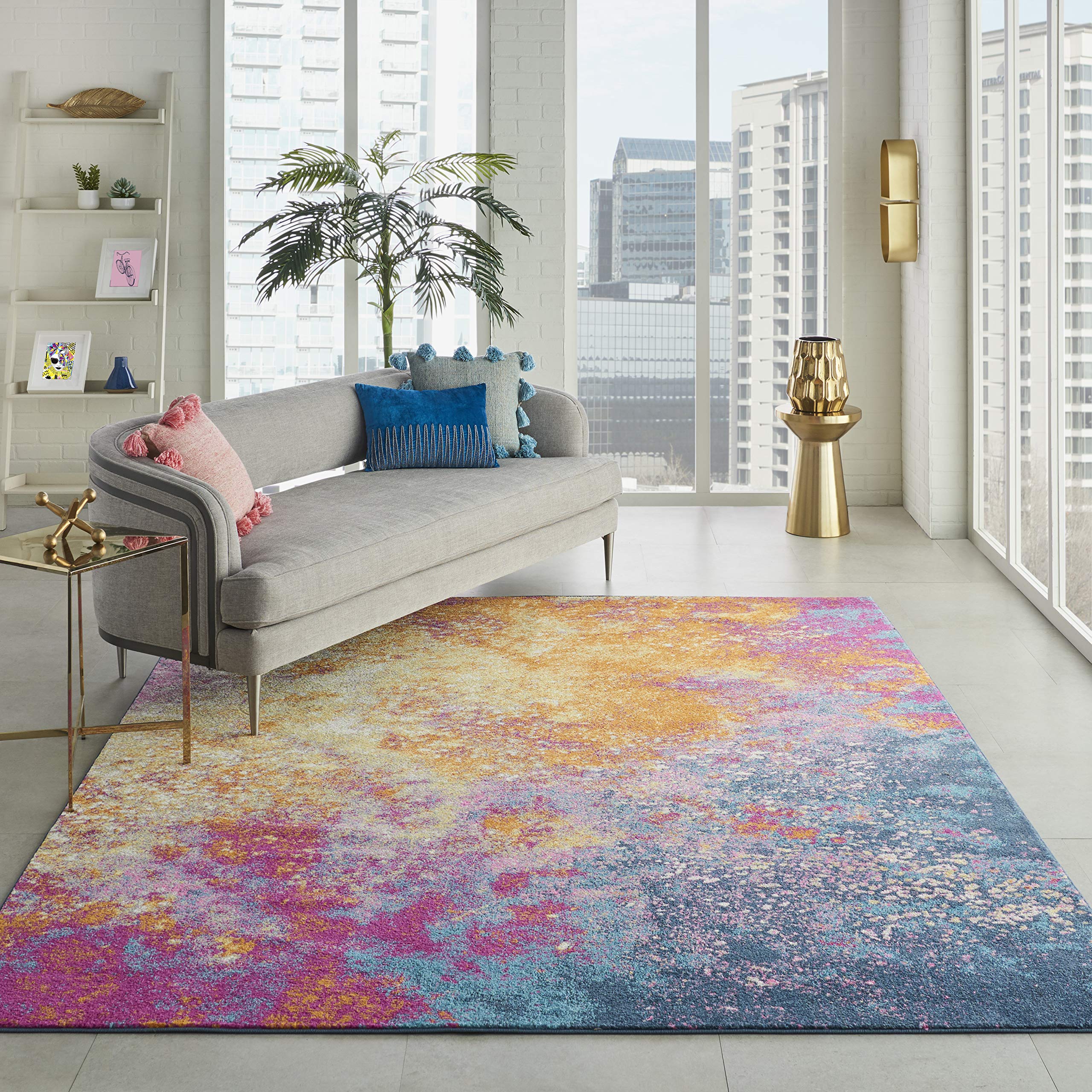 Nourison Passion Modern Abstract Colorful Sunburst Area Rug, 6'7" x 9'6"