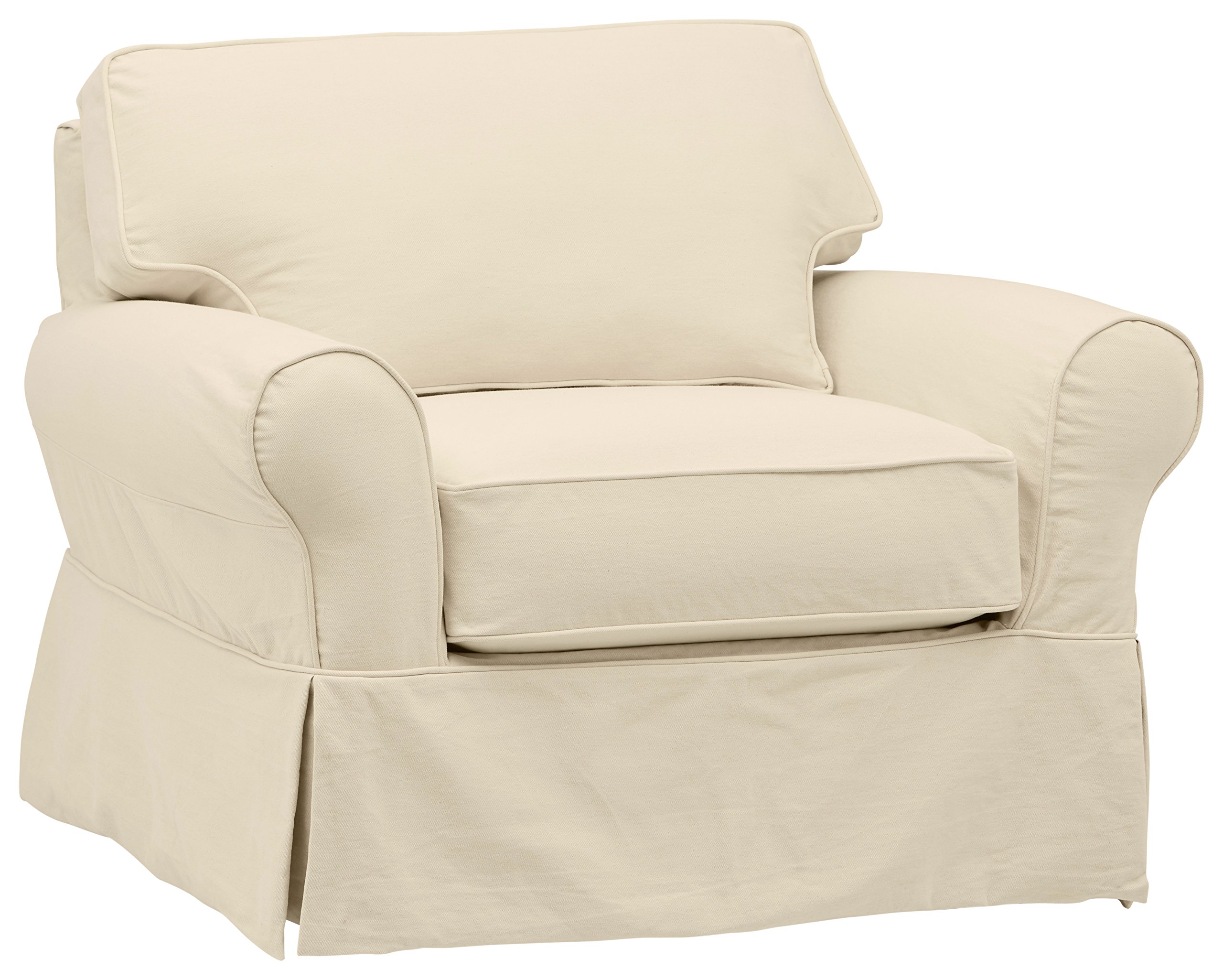 Amazon Brand – Stone & Beam Carrigan Modern Living Room Accent Chair with Slipcover, 45"W, Natural