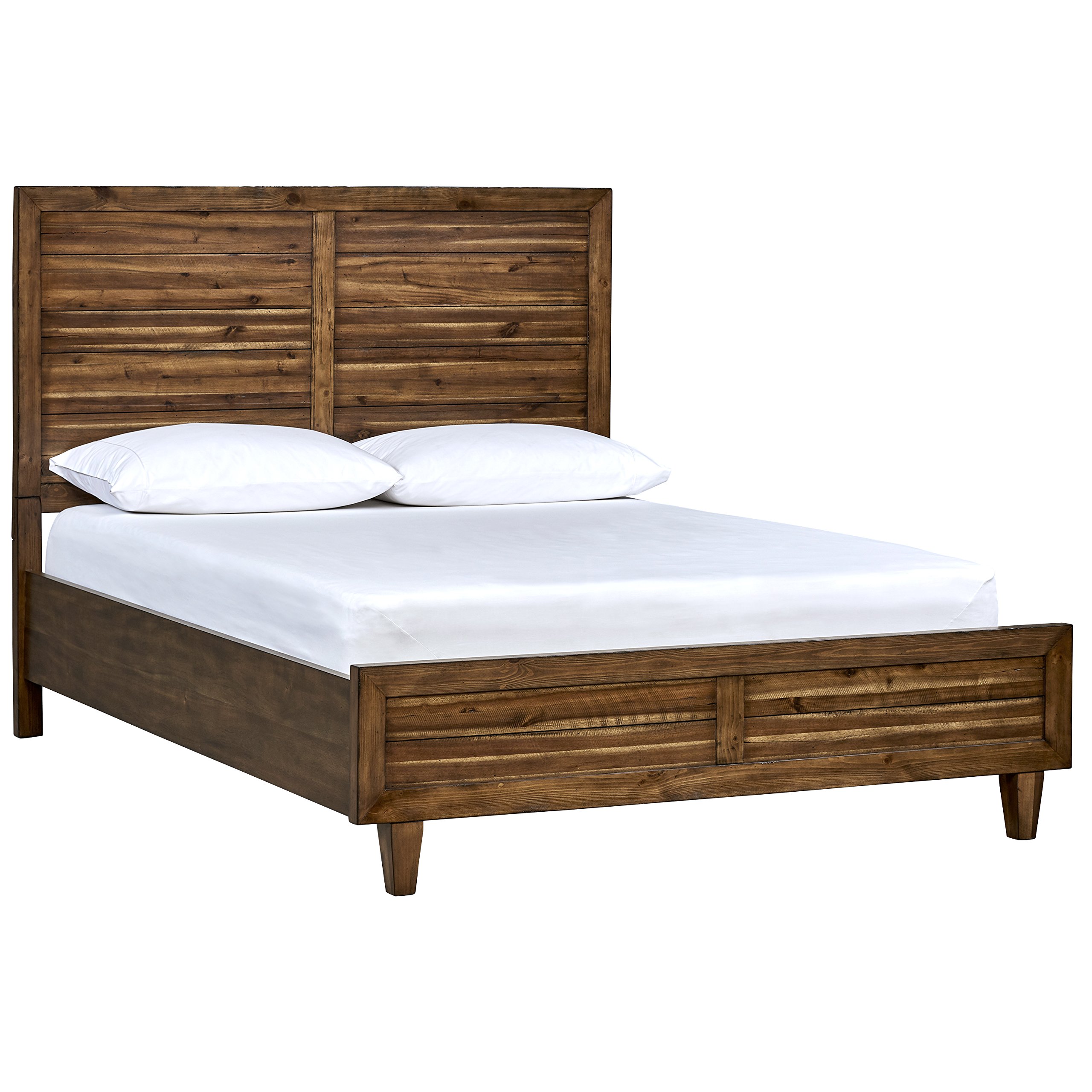 Amazon Brand – Stone & Beam Bateman Casual Rustic Wood Platform Bed Frame with Tall Headboard, King, 81"W, Brown