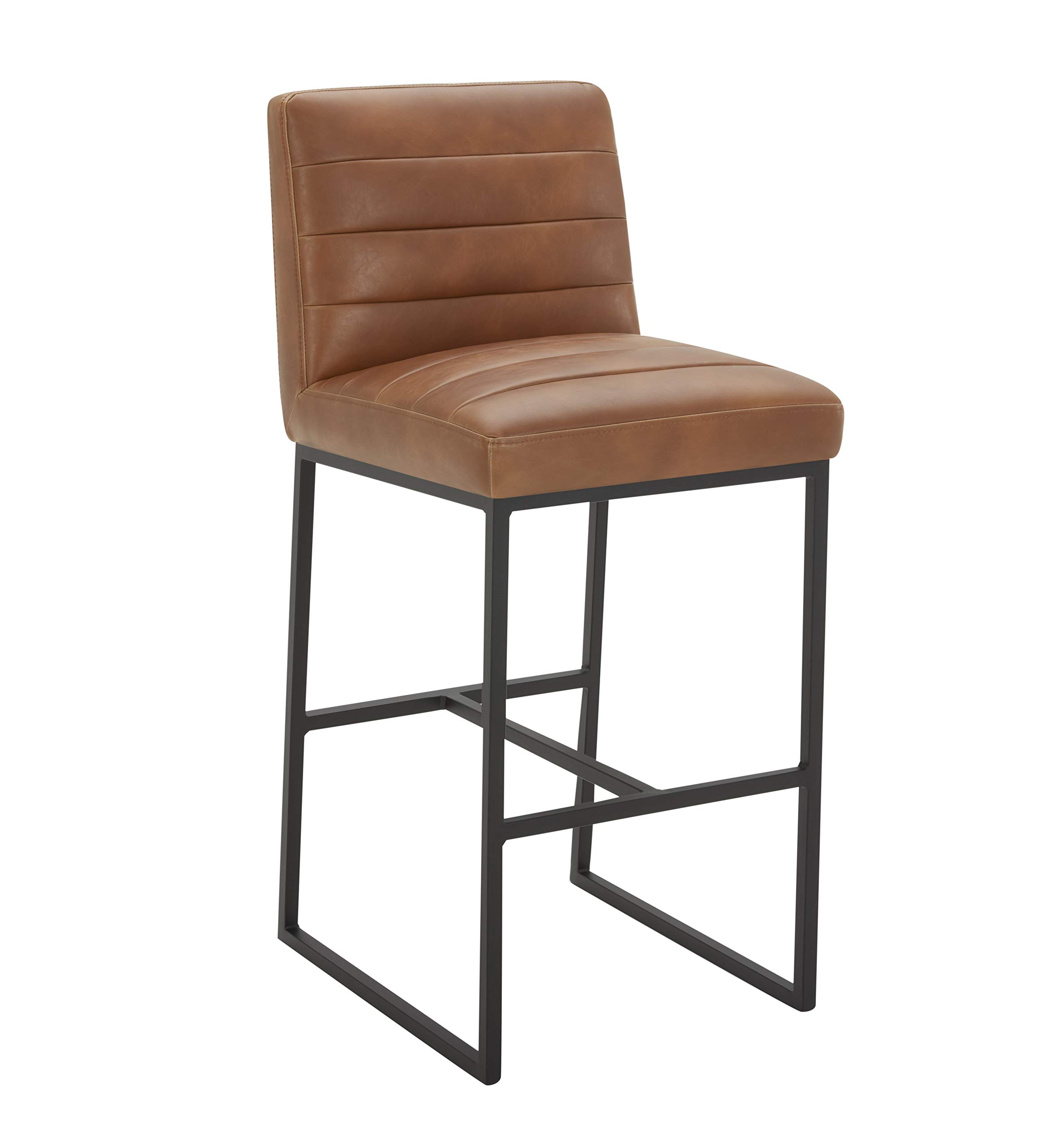 Amazon Brand – Rivet Decatur Modern Faux Leather Kitchen Bar Stool, 41"H, Tan Brown