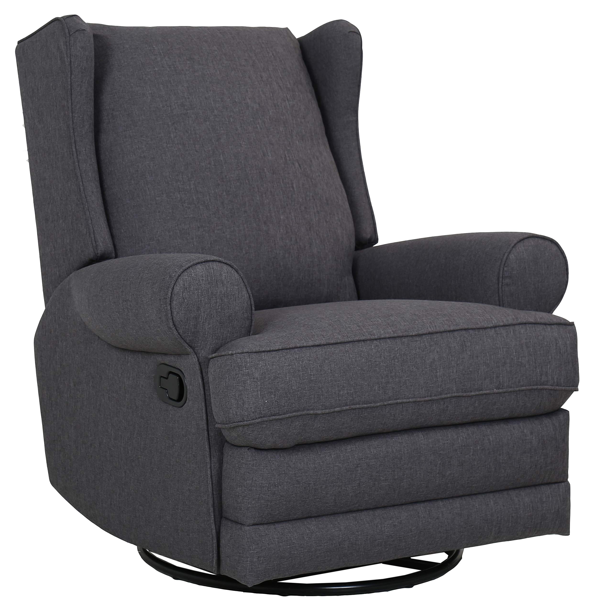 Amazon Brand – Ravenna Home Manning Swivel Base Recliner, 34.6"W, Smoke Grey