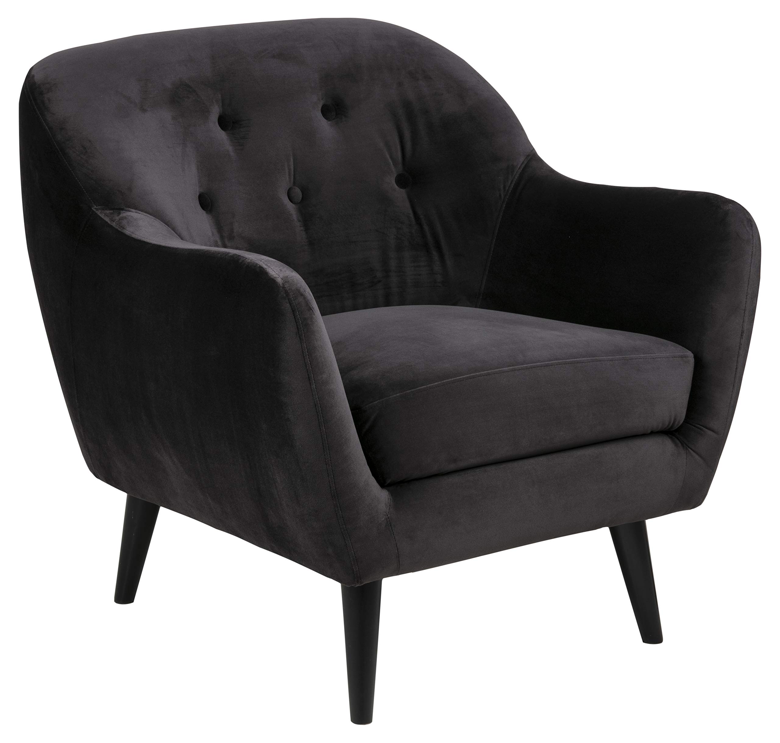 Amazon Brand - Movian Lina - Poltrona, 82 x 84 x 82 cm (Lu x La x A), grigio antracite, gambe nere in legno