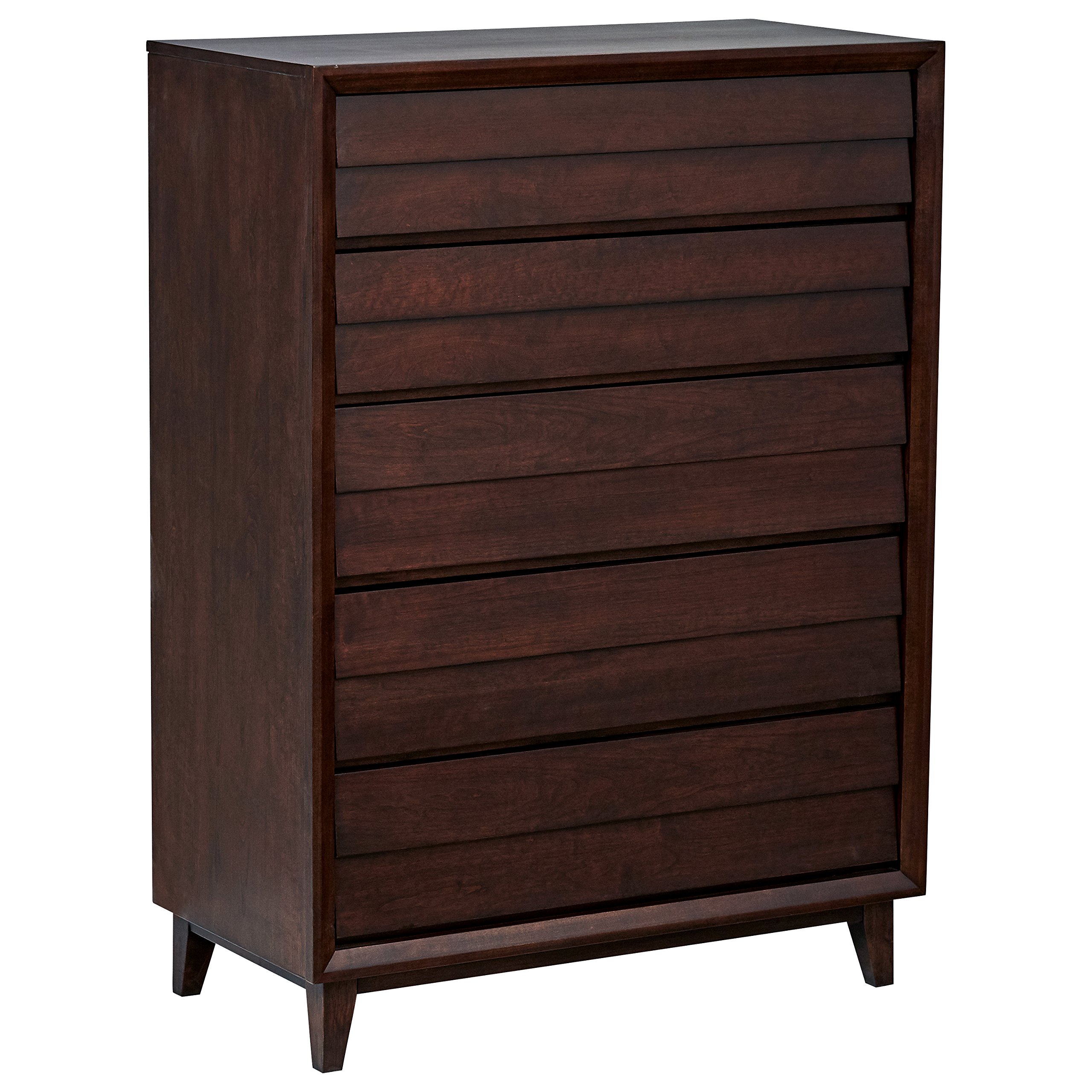 Amazon Brand – Rivet Ventura Mid-Century Louvered Chest of Drawers, 38"W, Brown