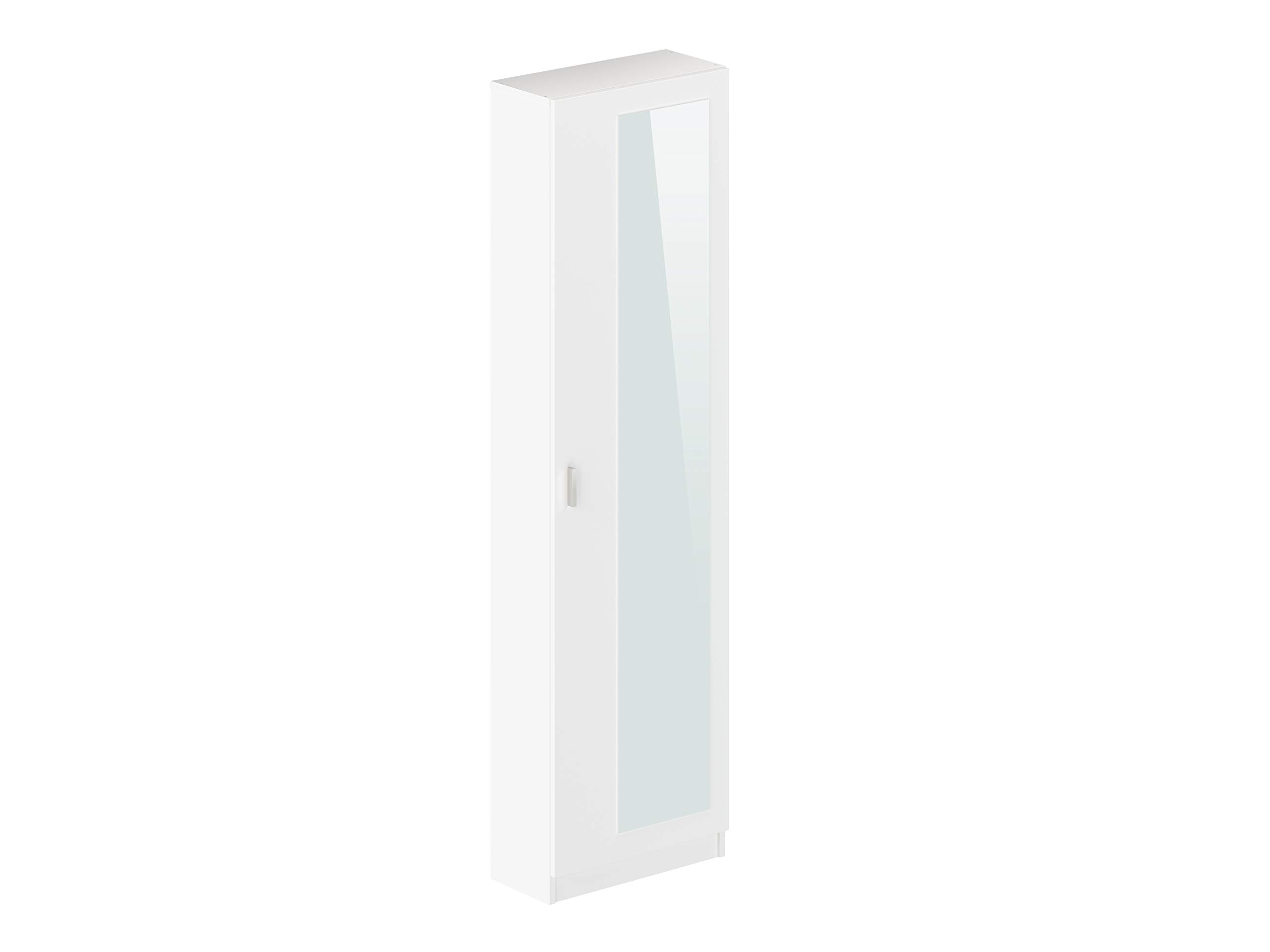 Amazon Brand - Movian Indre 1-Door Shoe Cabinet/Cupboard/Organizer with Mirror, 23 x 50 x 179cm, White