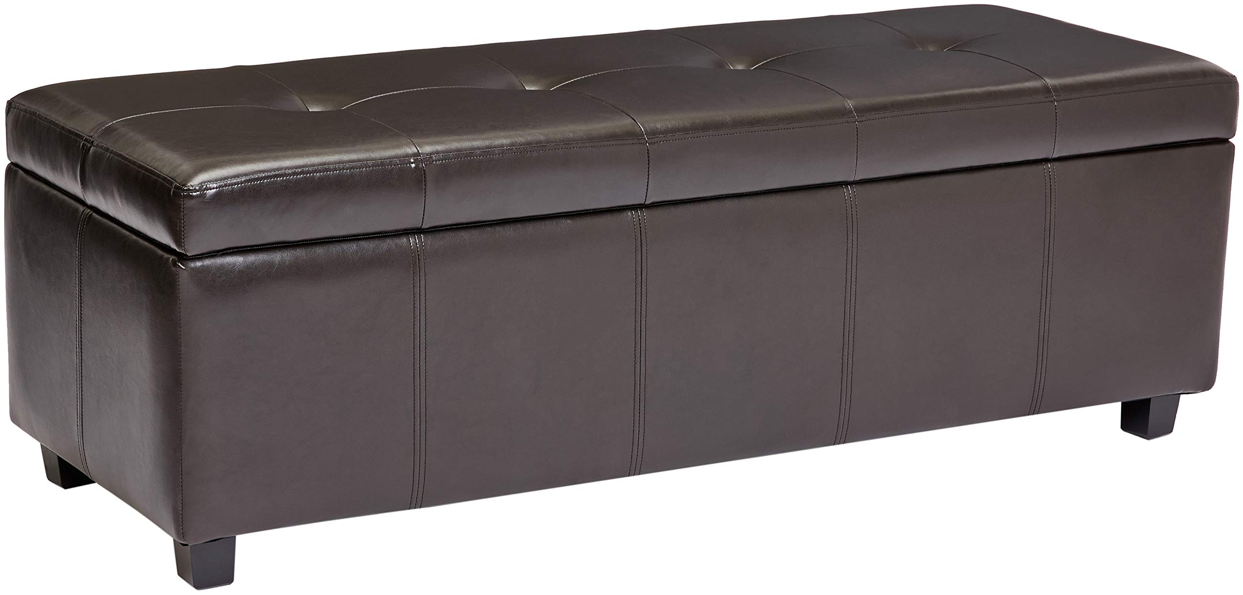 Red Hook Meknes Rectangular Faux Leather Storage Ottoman Bench - Dark Cocoa
