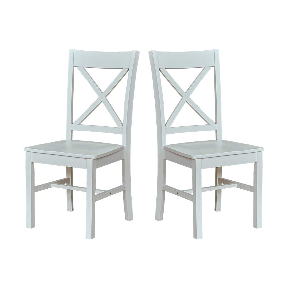 Amazon Brand – Ravenna Home Solid Pine Dining Chair with Cutout Back, 38"H, White Finish, Set of 2
