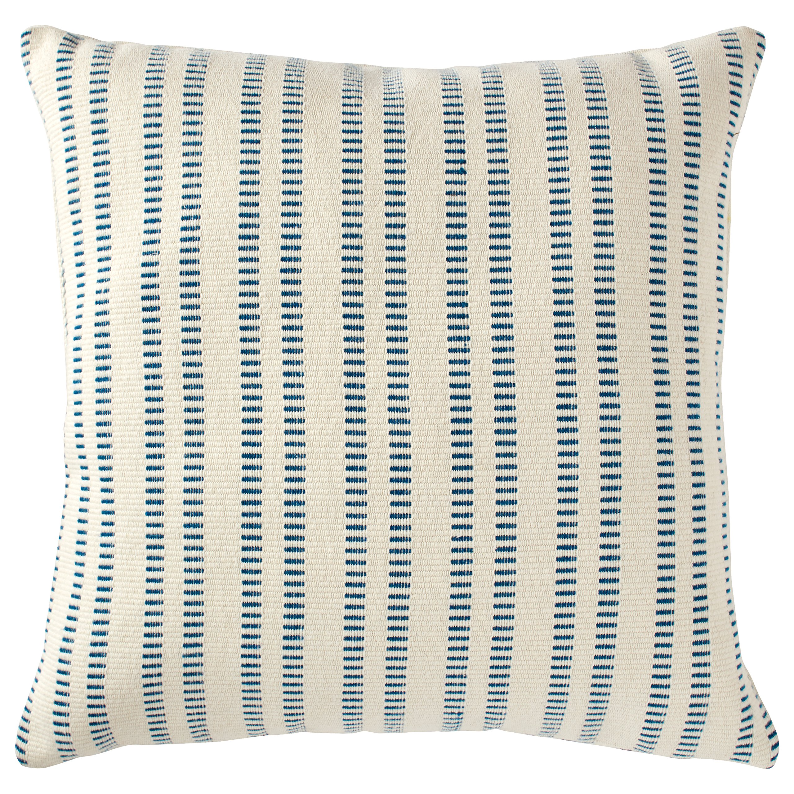 Amazon Brand – Stone & Beam French Laundry Stripe Decorative Throw Pillow, 17" x 17", Ivory, Turquoise