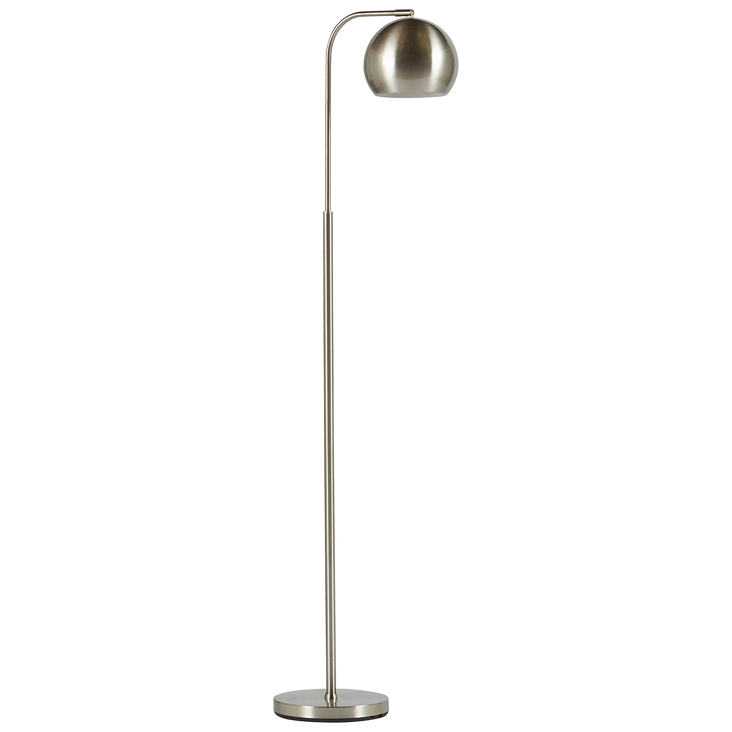 Amazon Brand – Rivet Adjustable Arm Mid-Century Modern Living Room Standing Floor Lamp - 59 Inches, Brushed Nickel