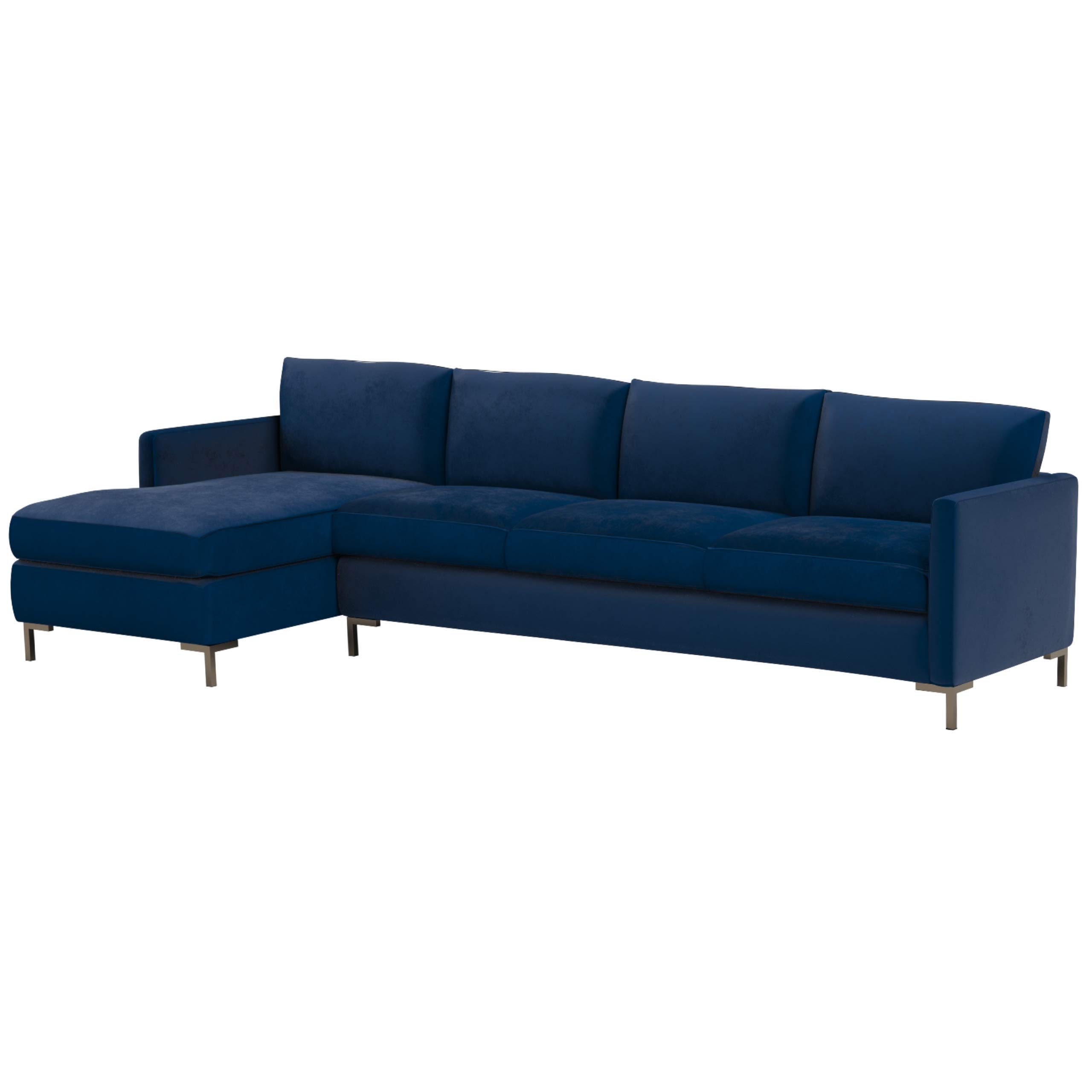 Amazon Brand – Rivet Edgewest Low Back Modern Left Sofa Chaise Sectional, 115"W, Navy