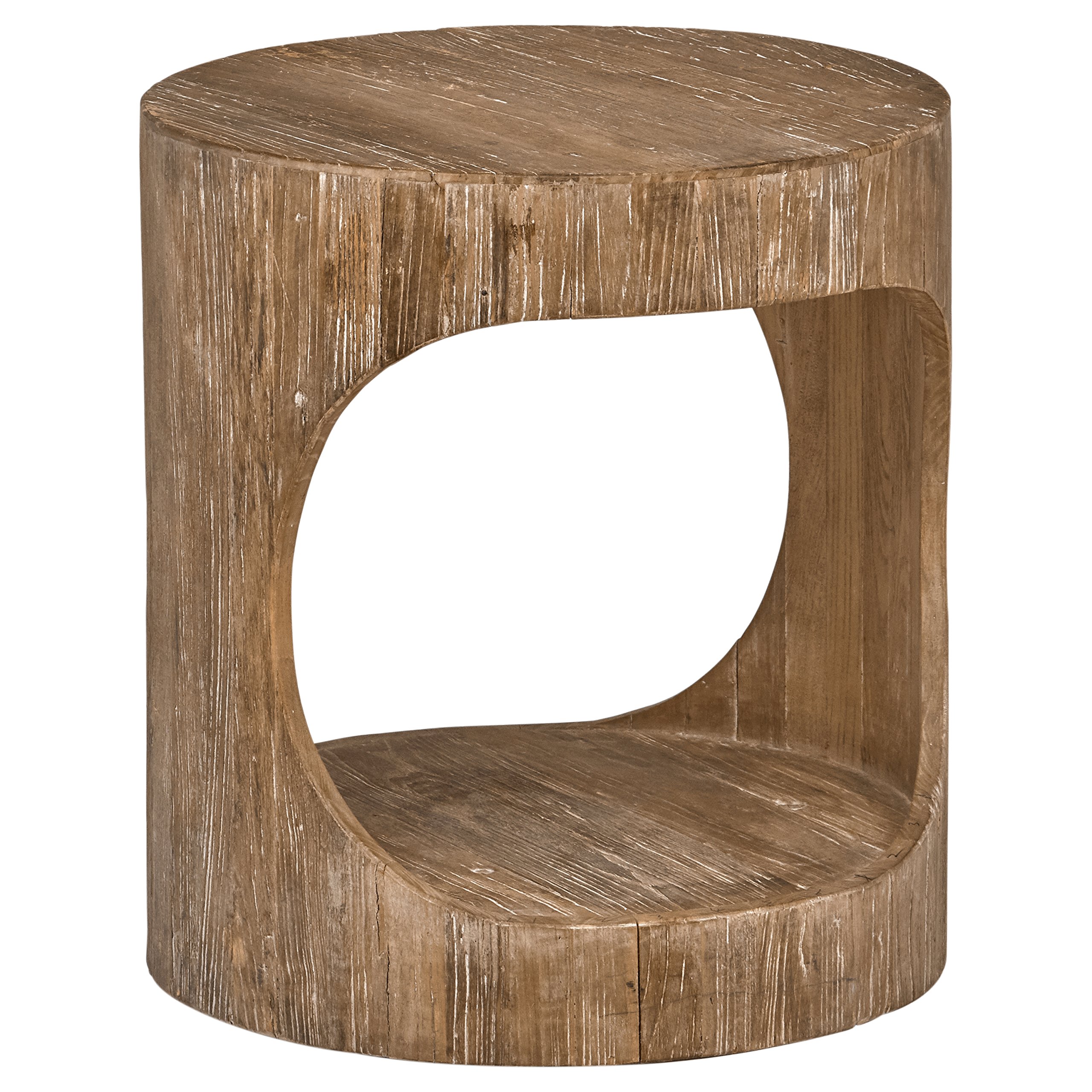 Amazon Brand – Stone & Beam Miramar Elm Wood Cutout Side End Table, 19.7"D, Natural