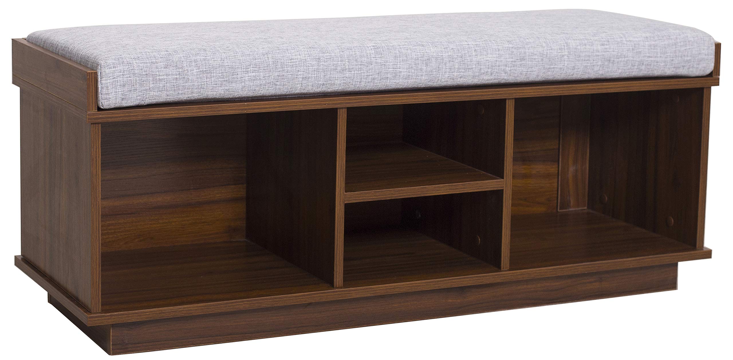 Amazon Brand – Ravenna Home Upholstered Entryway Cushioned Storage Bench - 47 1/4-Inch, Espresso