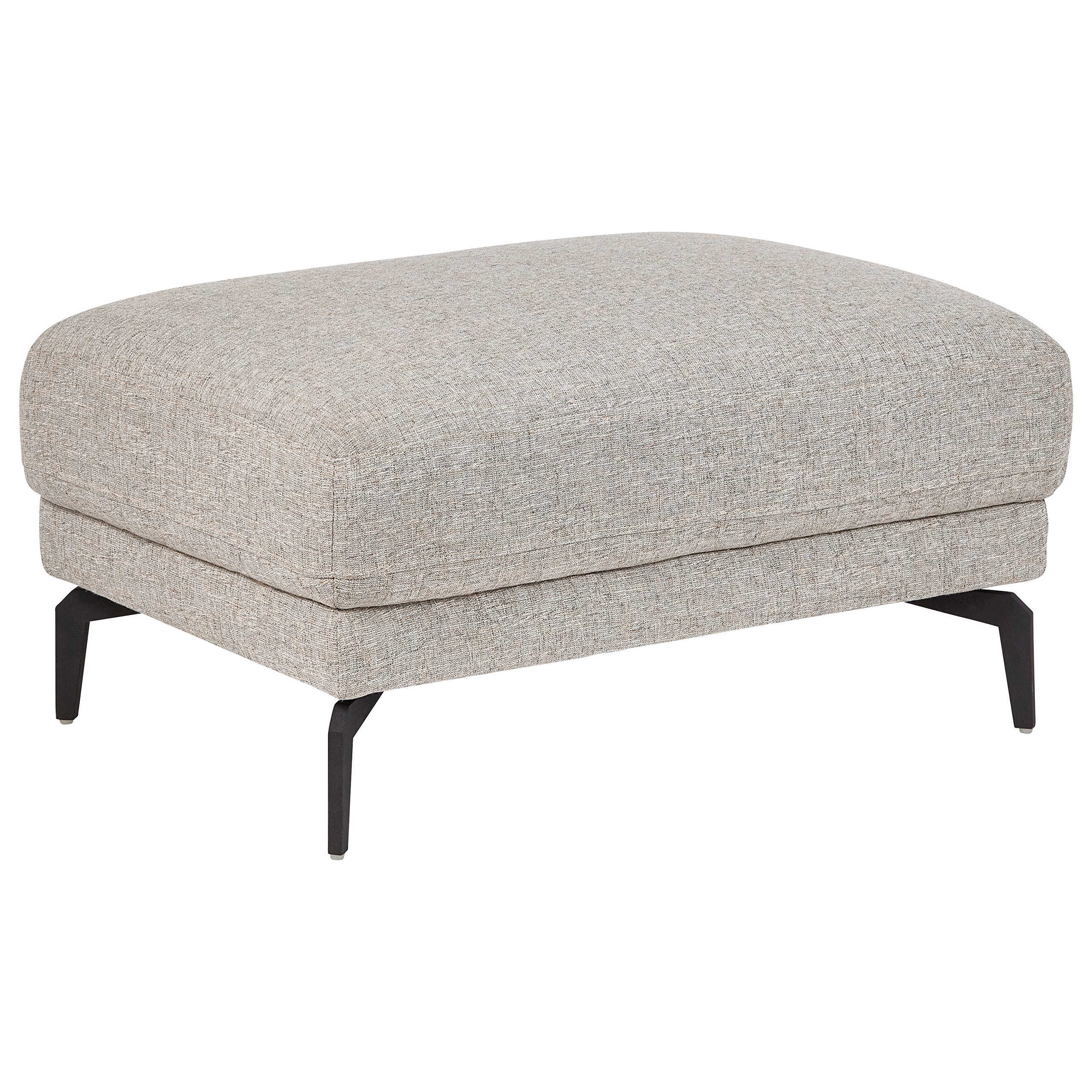 Amazon Brand – Rivet Kaden Mid-Century Modern Leather Ottoman, 31"W, Light Grey