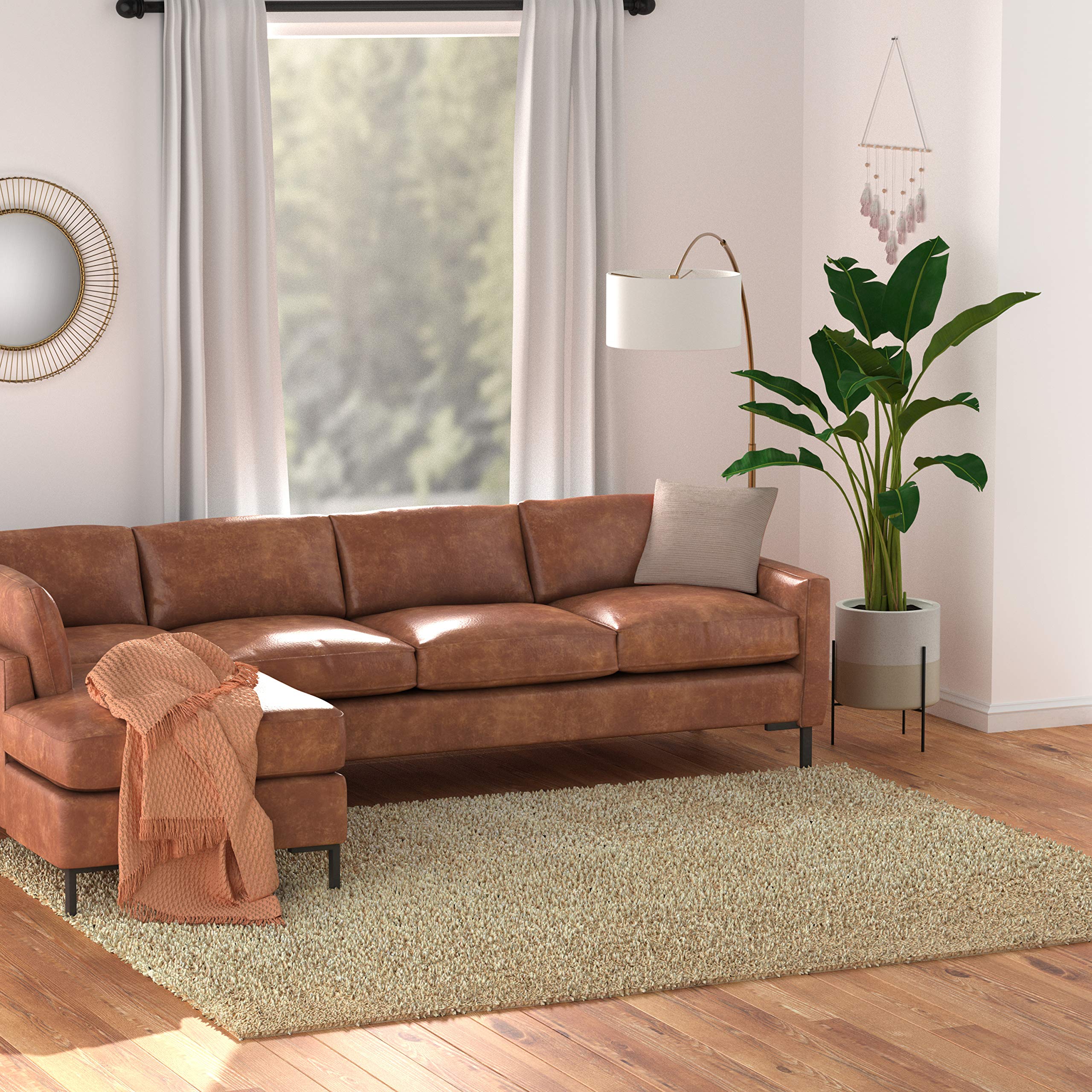 Amazon Basics Modern Plush Standard-Pile Shag Area Rug - 8x10 (7'10" x 9'10"), Beige