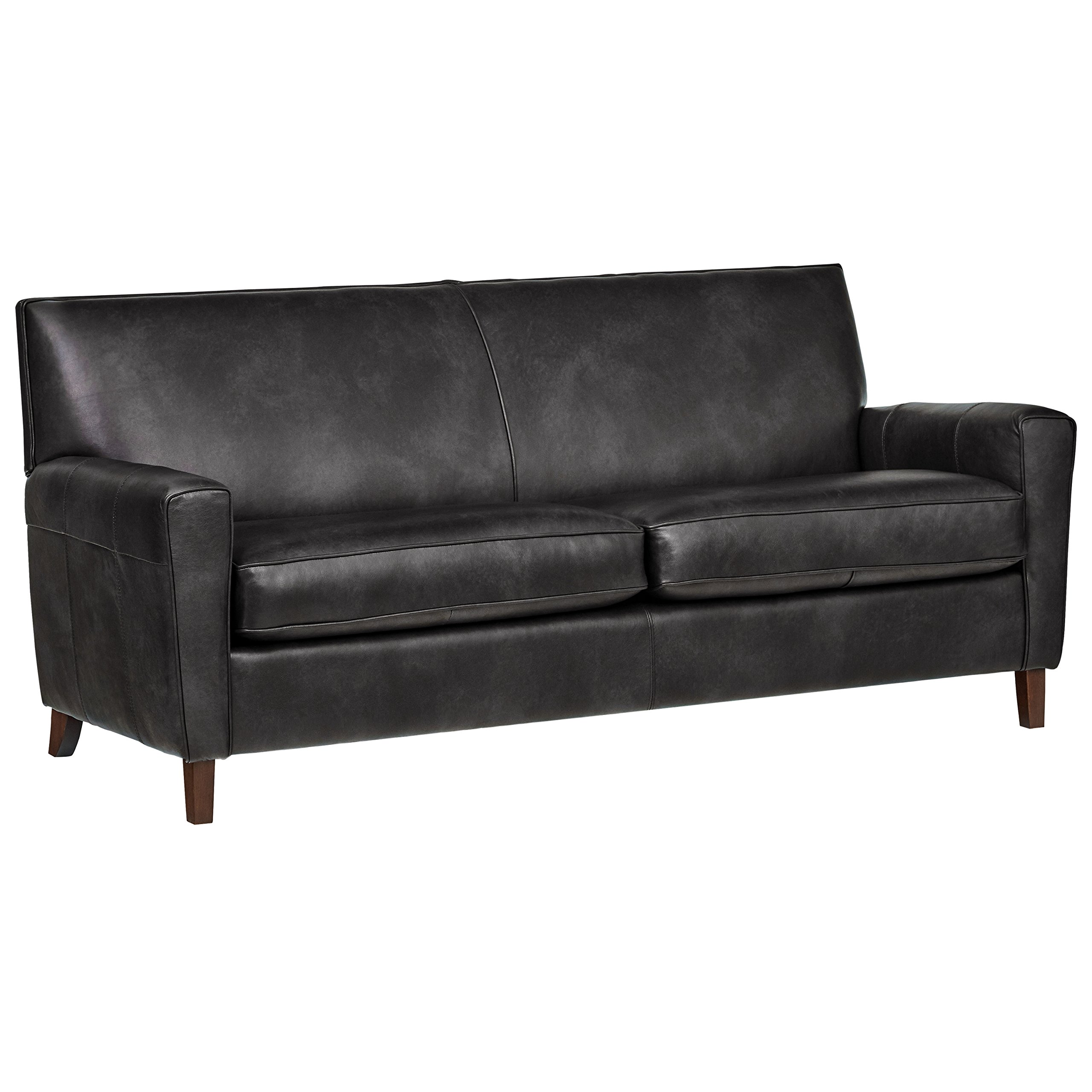 Amazon Brand – Rivet Lawson Modern Angled Leather Sofa, 78"W, Charcoal