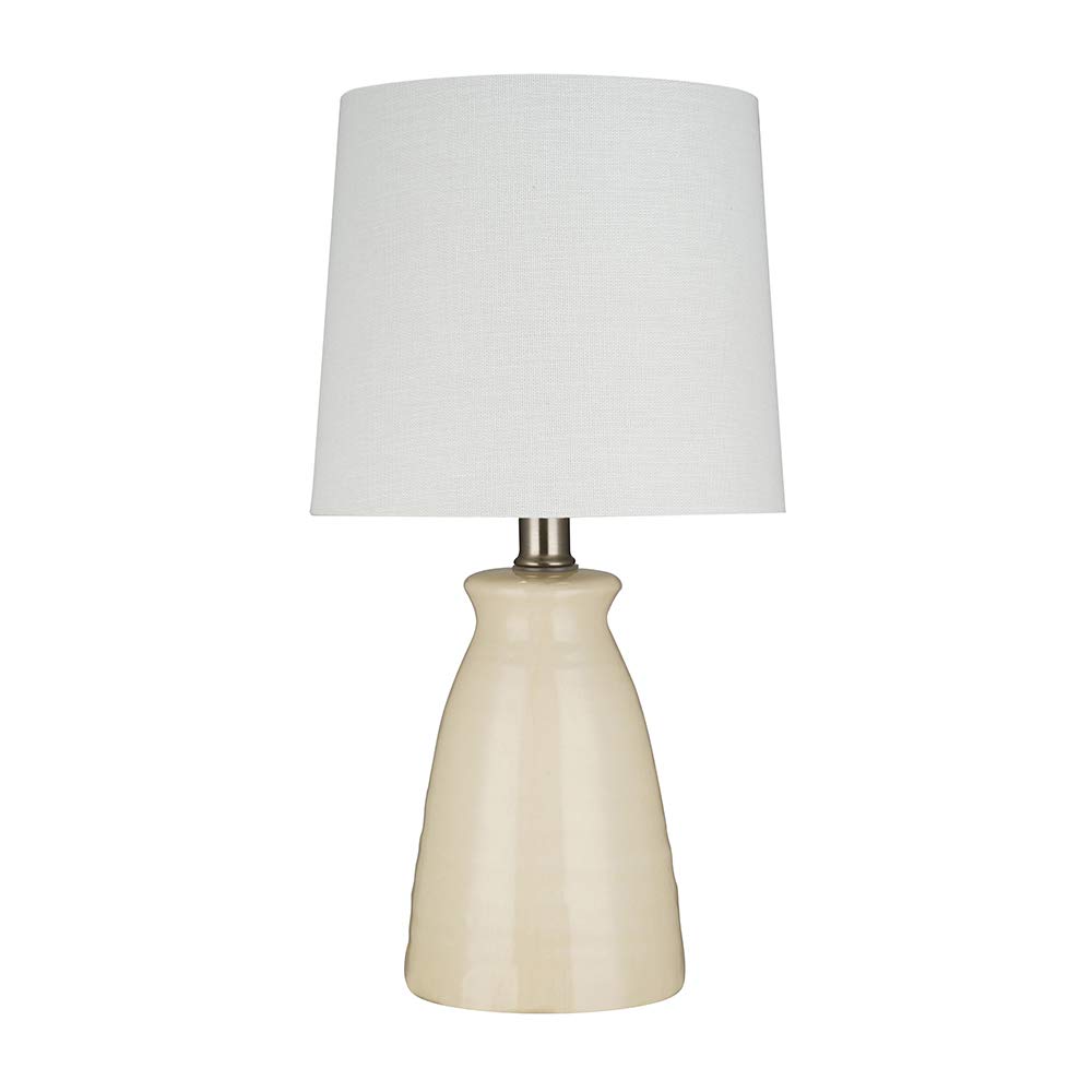 Amazon Brand – Stone & Beam Table Lamp with Textured Ceramic Base, Bulb Included, 15"H, Crackle White