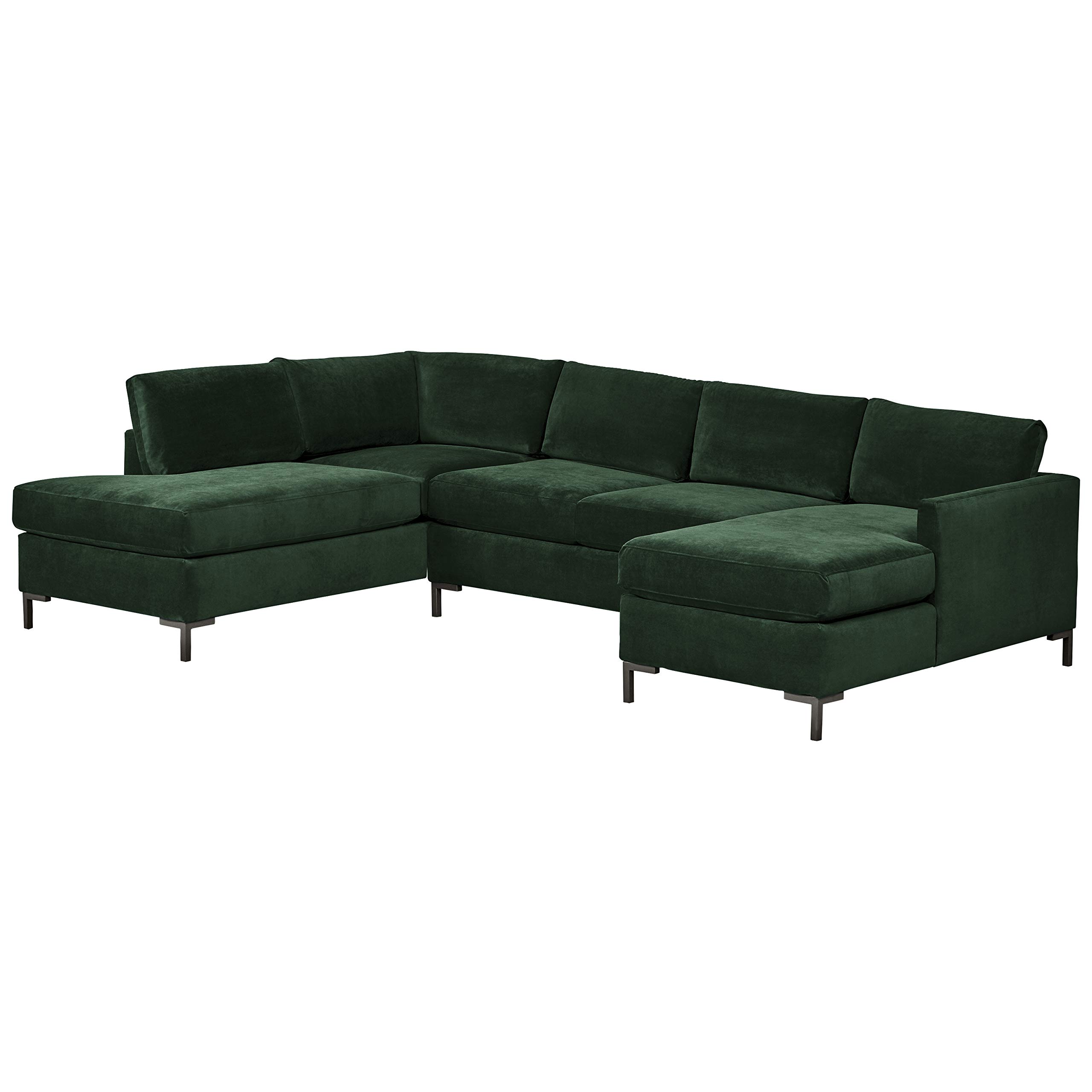 Amazon Brand – Rivet Edgewest Low Back Modern Left U-Sectional Couch Sofa, 117"W, Hunter Green
